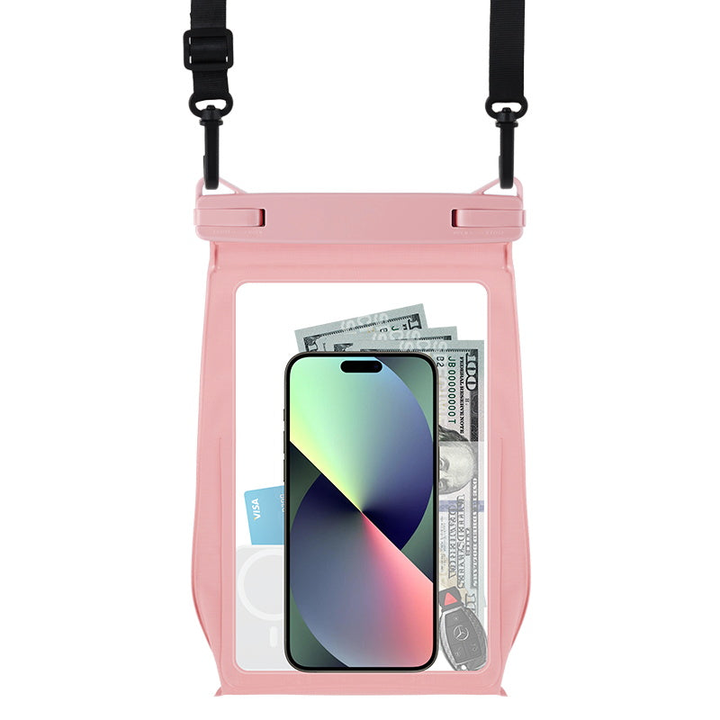 Universal 8.2" Floating Waterproof Crossbody Bag - Double Air Cushion - Pink