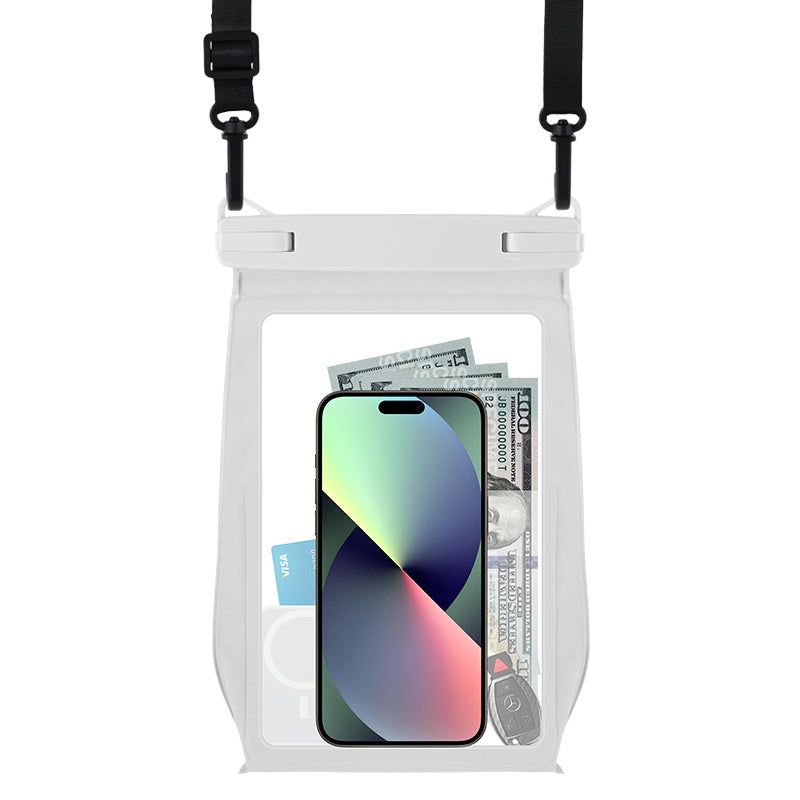Universal 8.2" Floating Waterproof Crossbody Bag - Double Air Cushion - White
