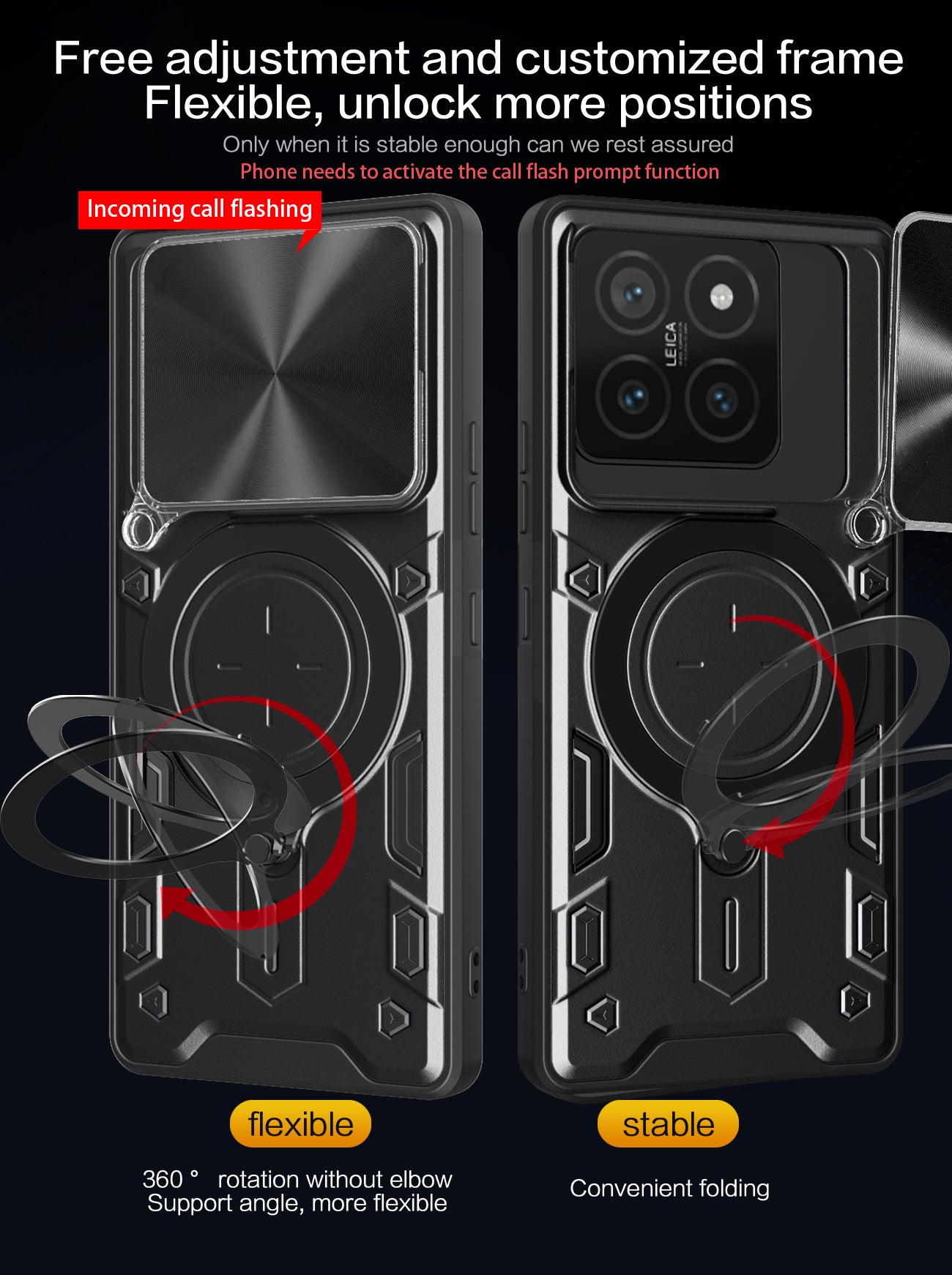Xiaomi 14T Ring Kickstand Case w/ Camera Cover [Red]