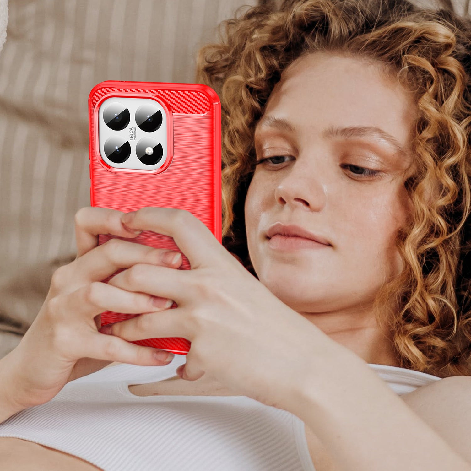 Xiaomi 15T Carbon Fibre Brushed Case [Red]