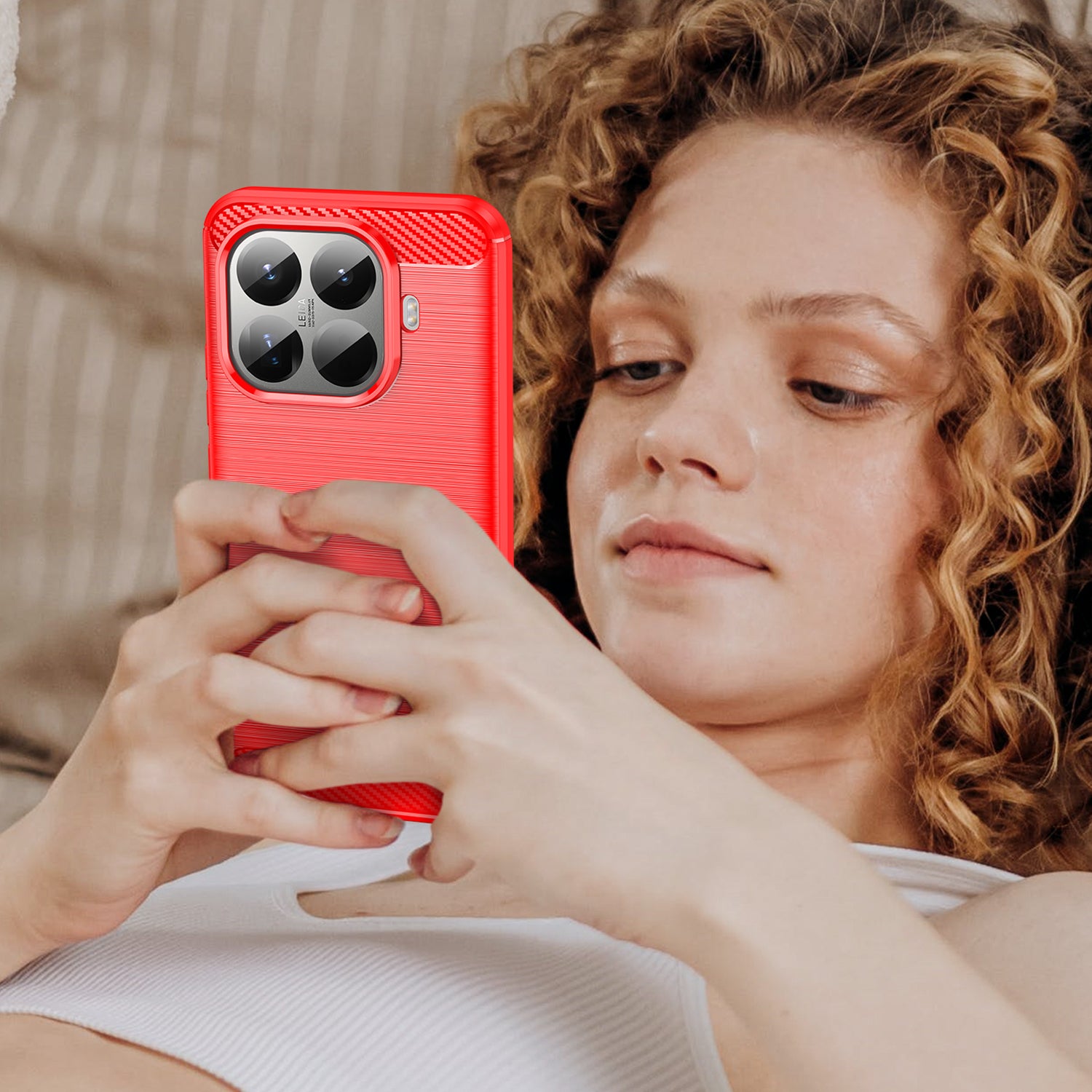 Xiaomi 15T Pro Carbon Fibre Brushed Case [Red]