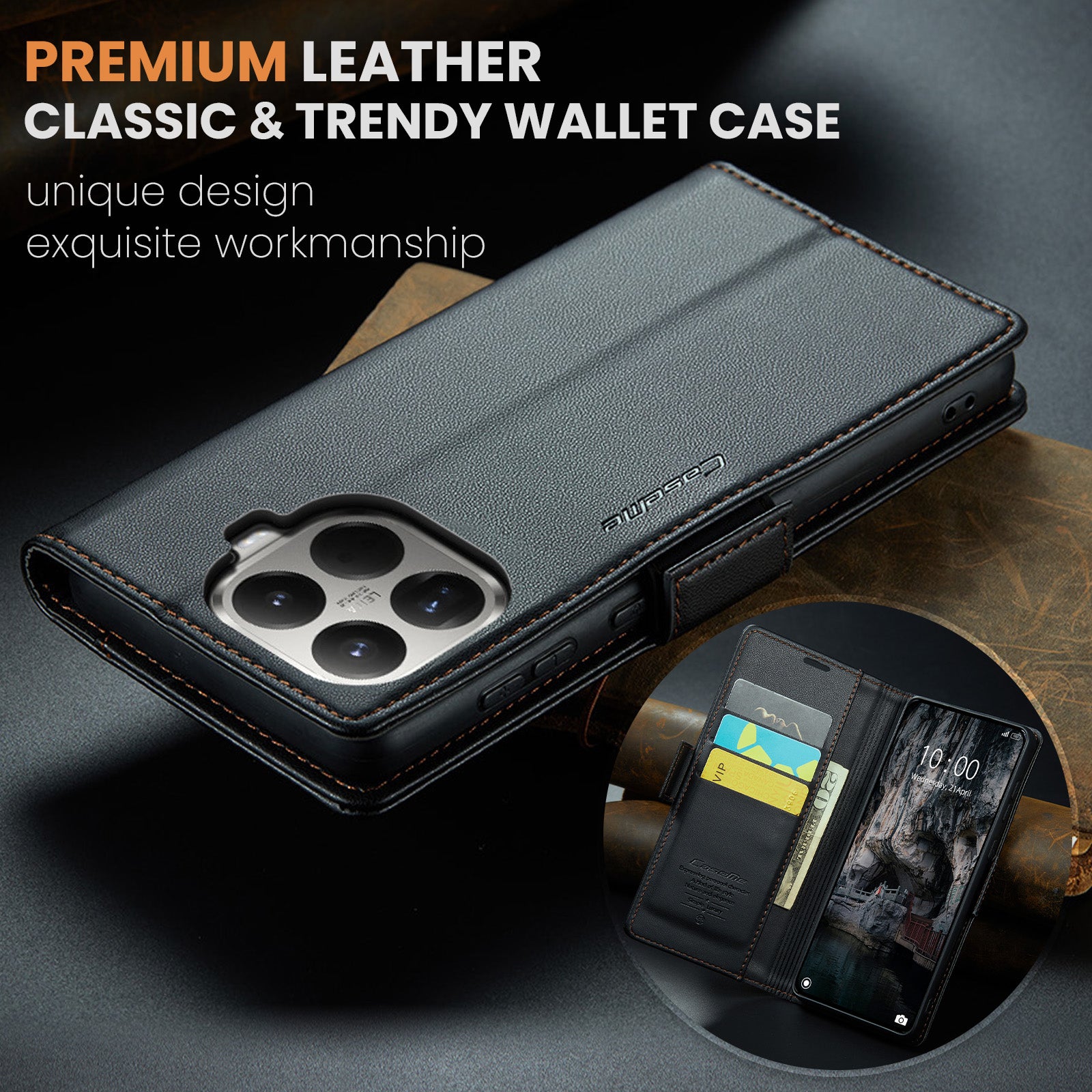 Xiaomi 15T Pro CaseMe Retro Wallet Case [Black]