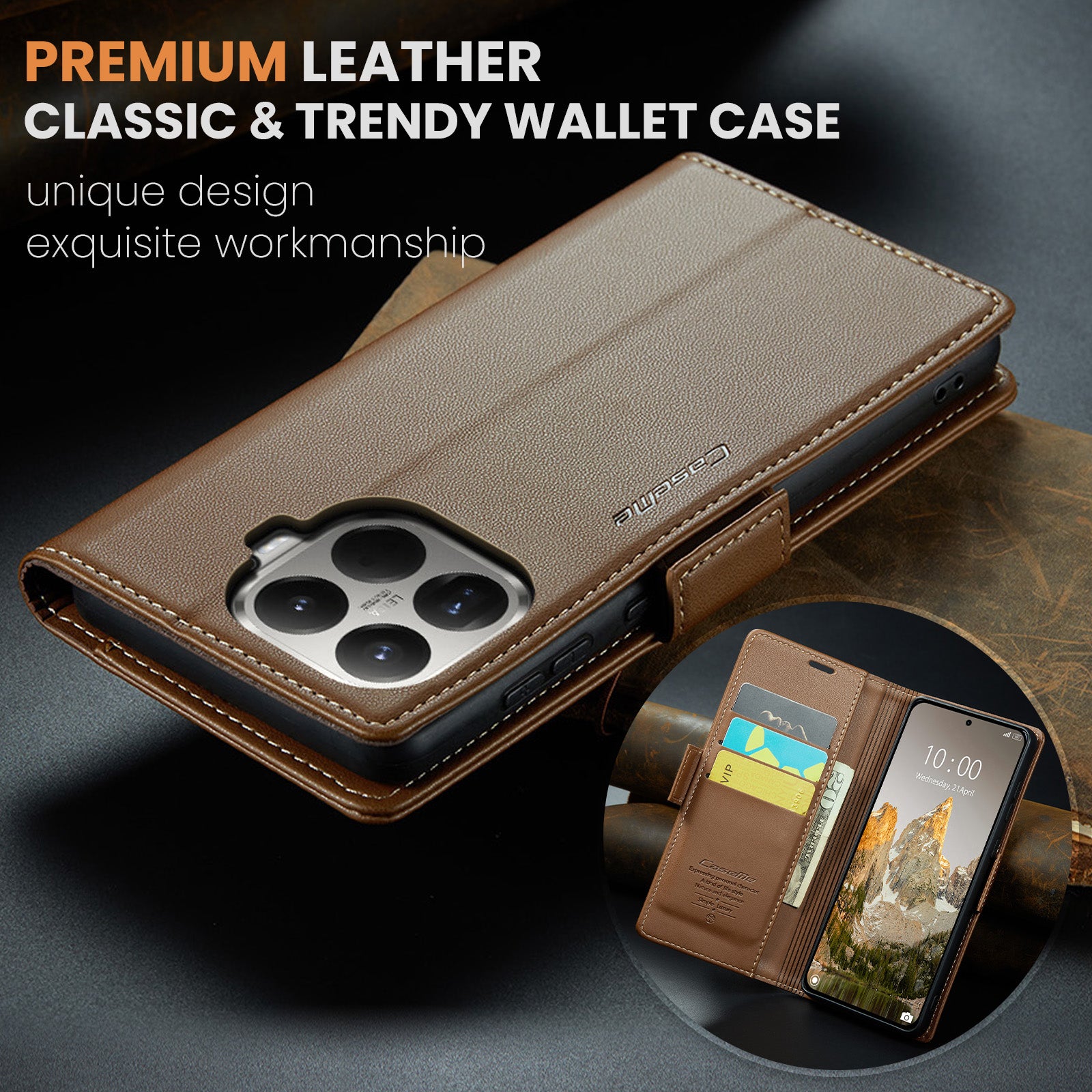 Xiaomi 15T Pro CaseMe Retro Wallet Case [Brown]