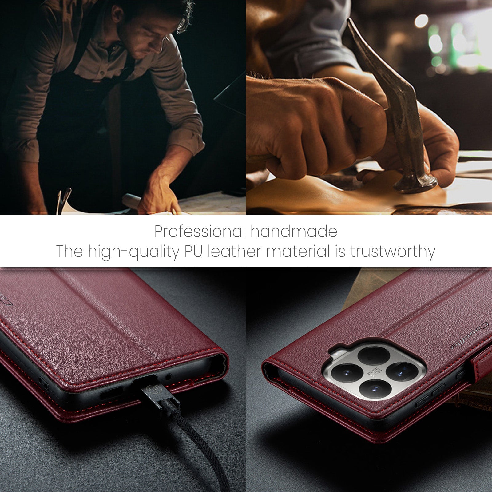 Xiaomi 15T Pro CaseMe Retro Wallet Case [Maroon]