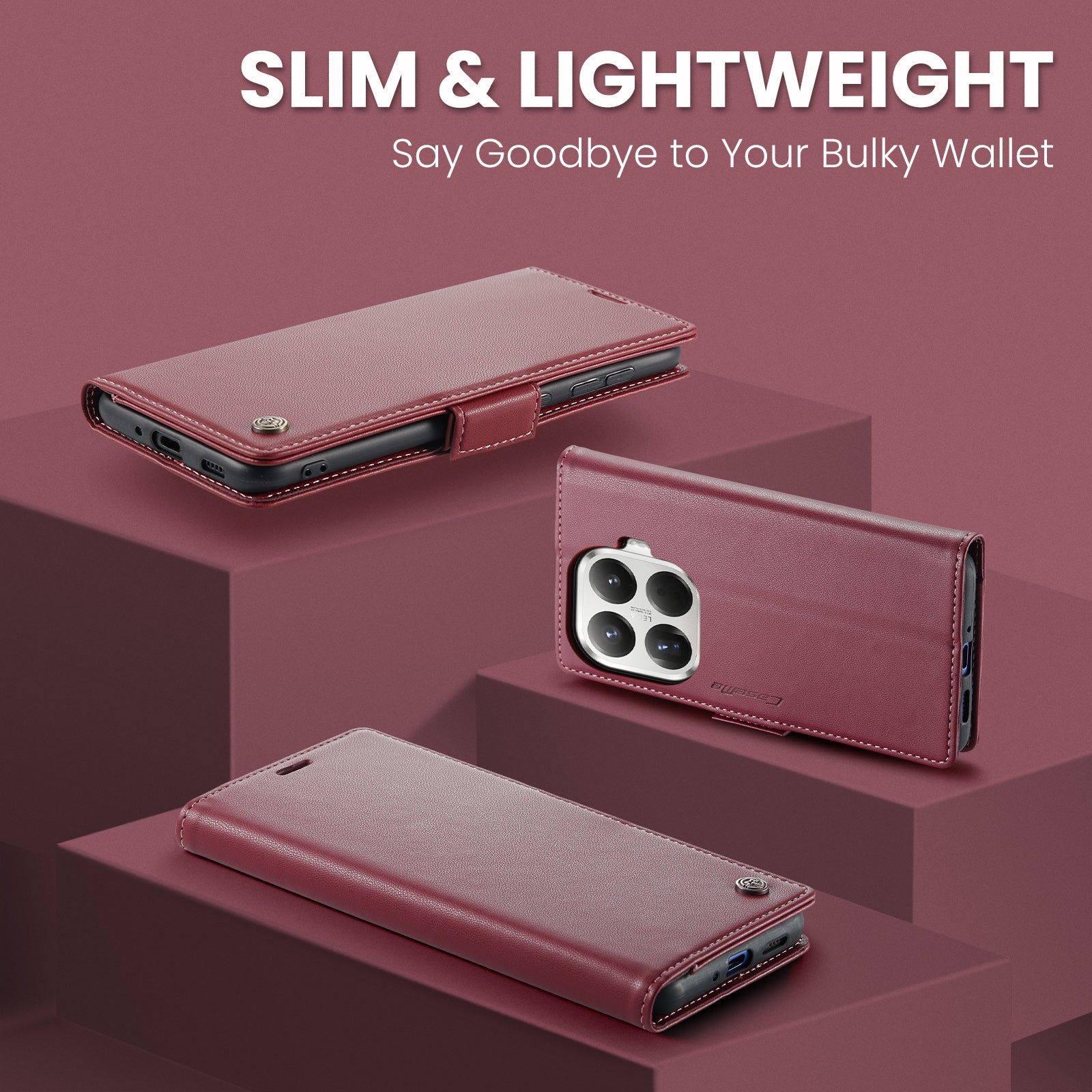Xiaomi 15T Pro CaseMe Retro Wallet Case [Maroon]