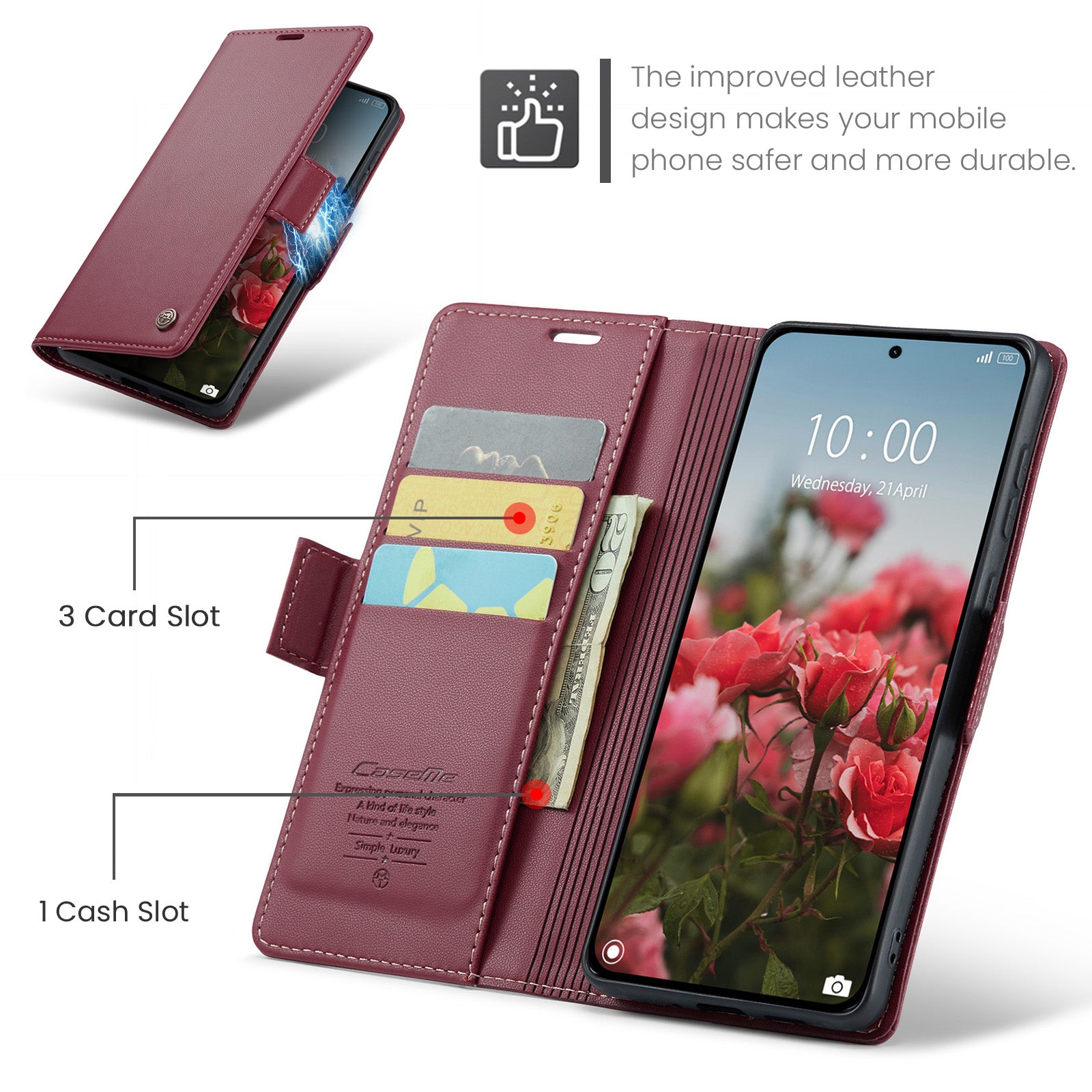 Xiaomi 15T Pro CaseMe Retro Wallet Case [Maroon]