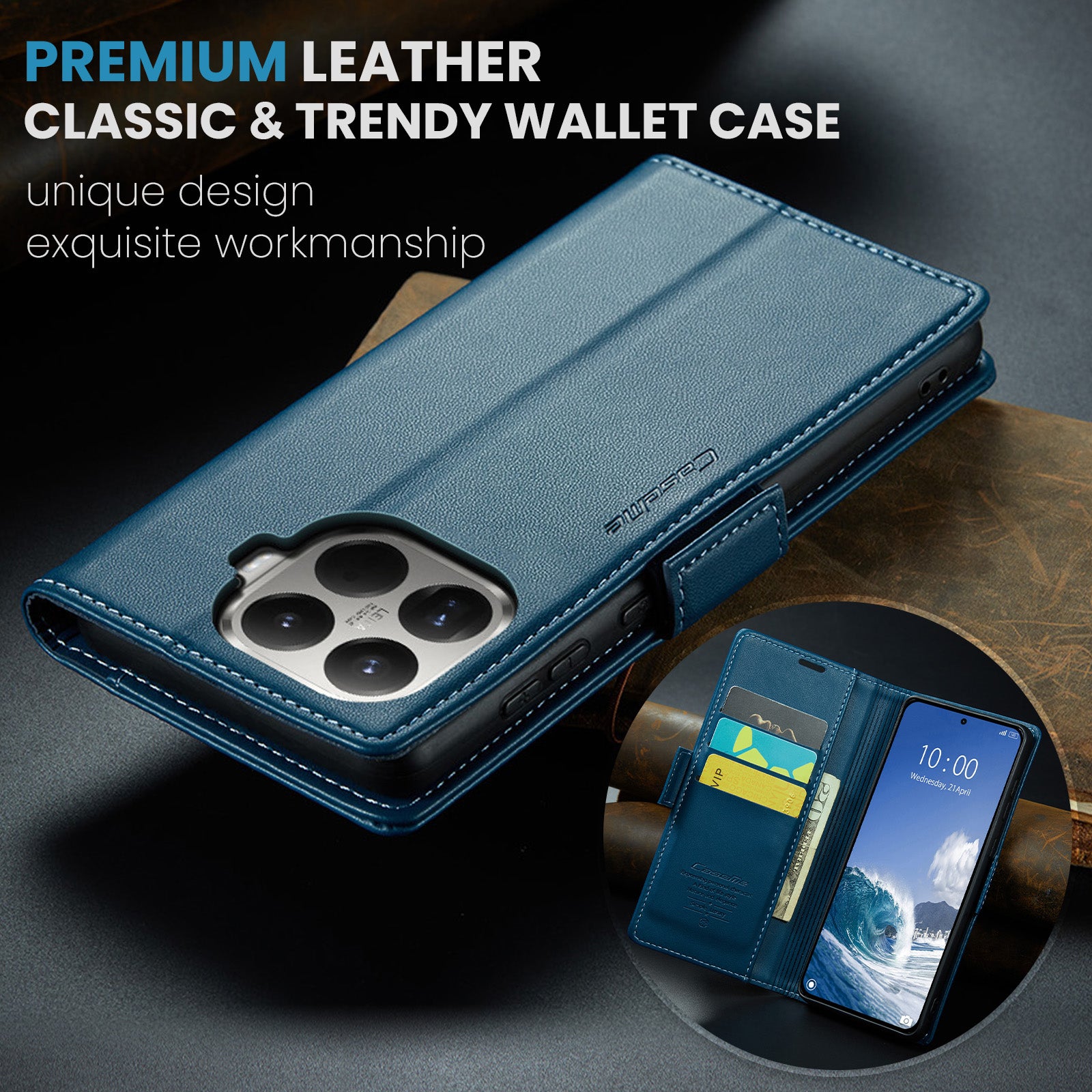 Xiaomi 15T Pro CaseMe Retro Wallet Case [Navy]