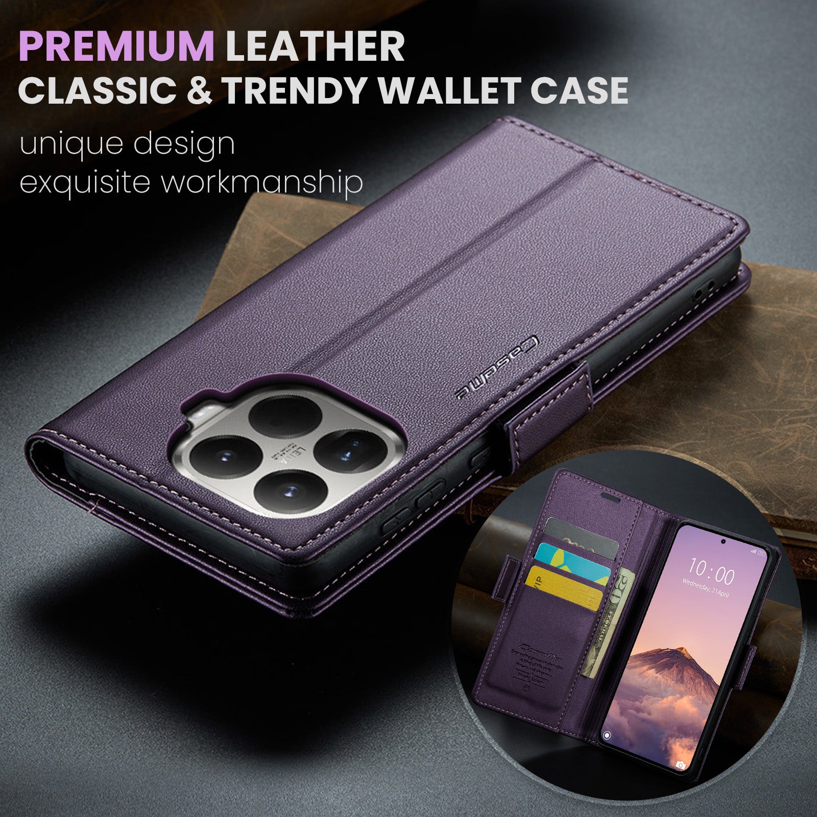 Xiaomi 15T Pro CaseMe Retro Wallet Case [Purple]
