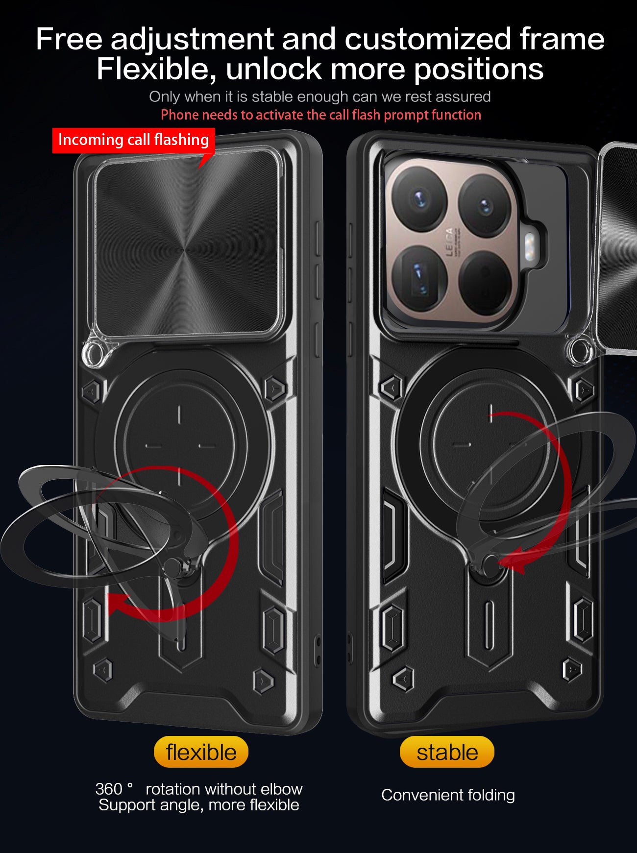 Xiaomi 15T Pro Ring Kickstand Case w/ Camera Cover [Black]