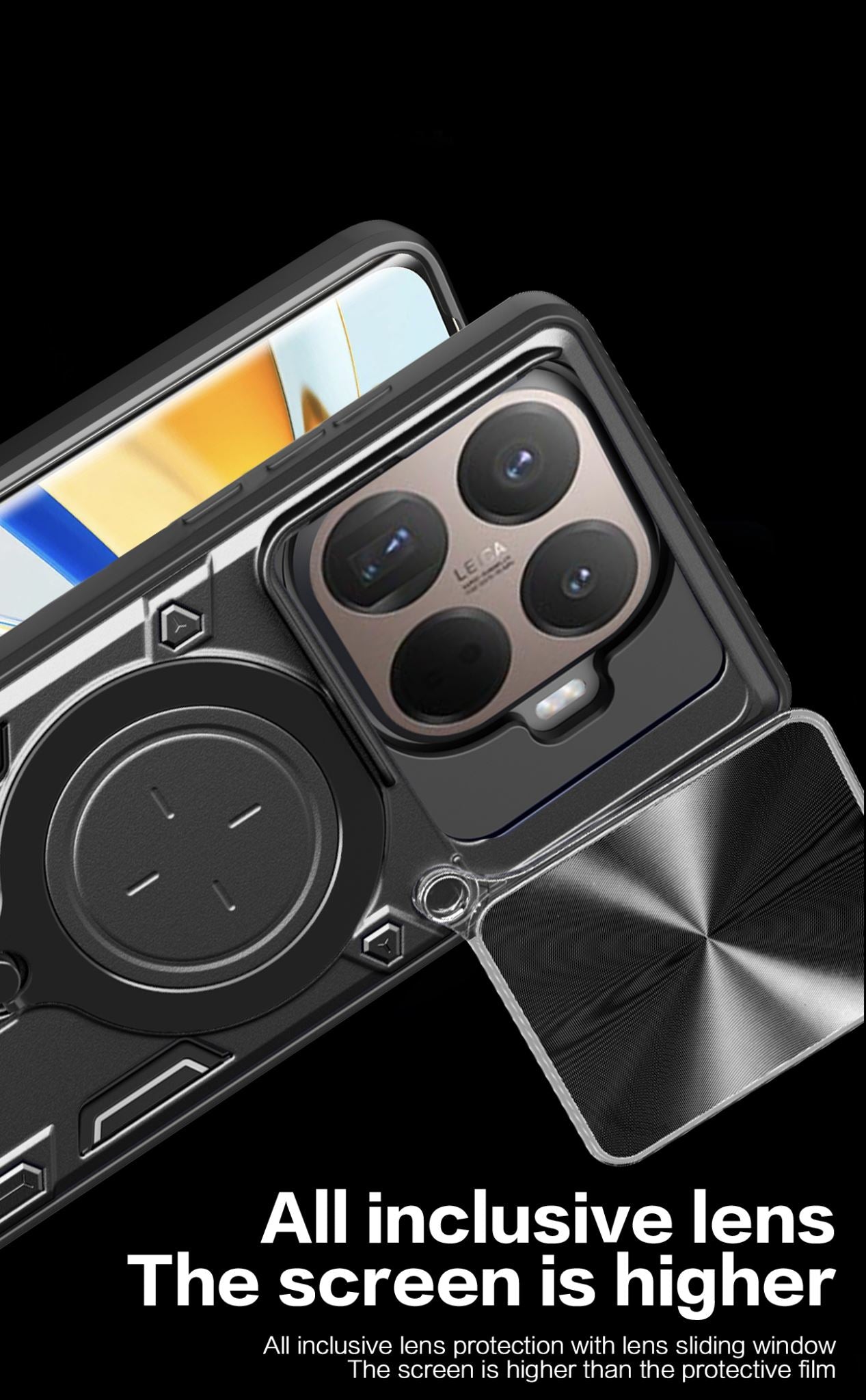 Xiaomi 15T Pro Ring Kickstand Case w/ Camera Cover [Red]