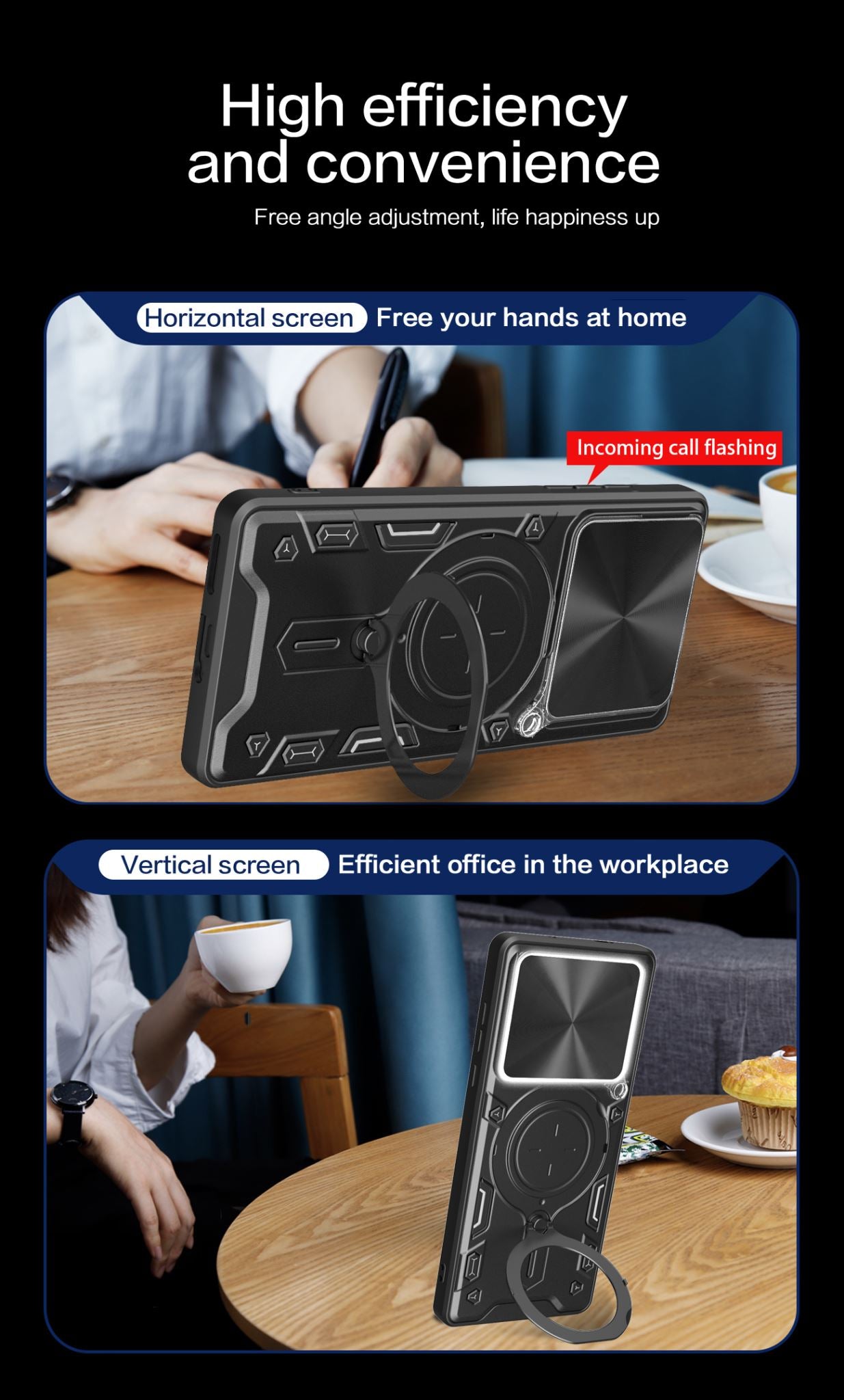 Xiaomi 15T Pro Ring Kickstand Case w/ Camera Cover [Navy]