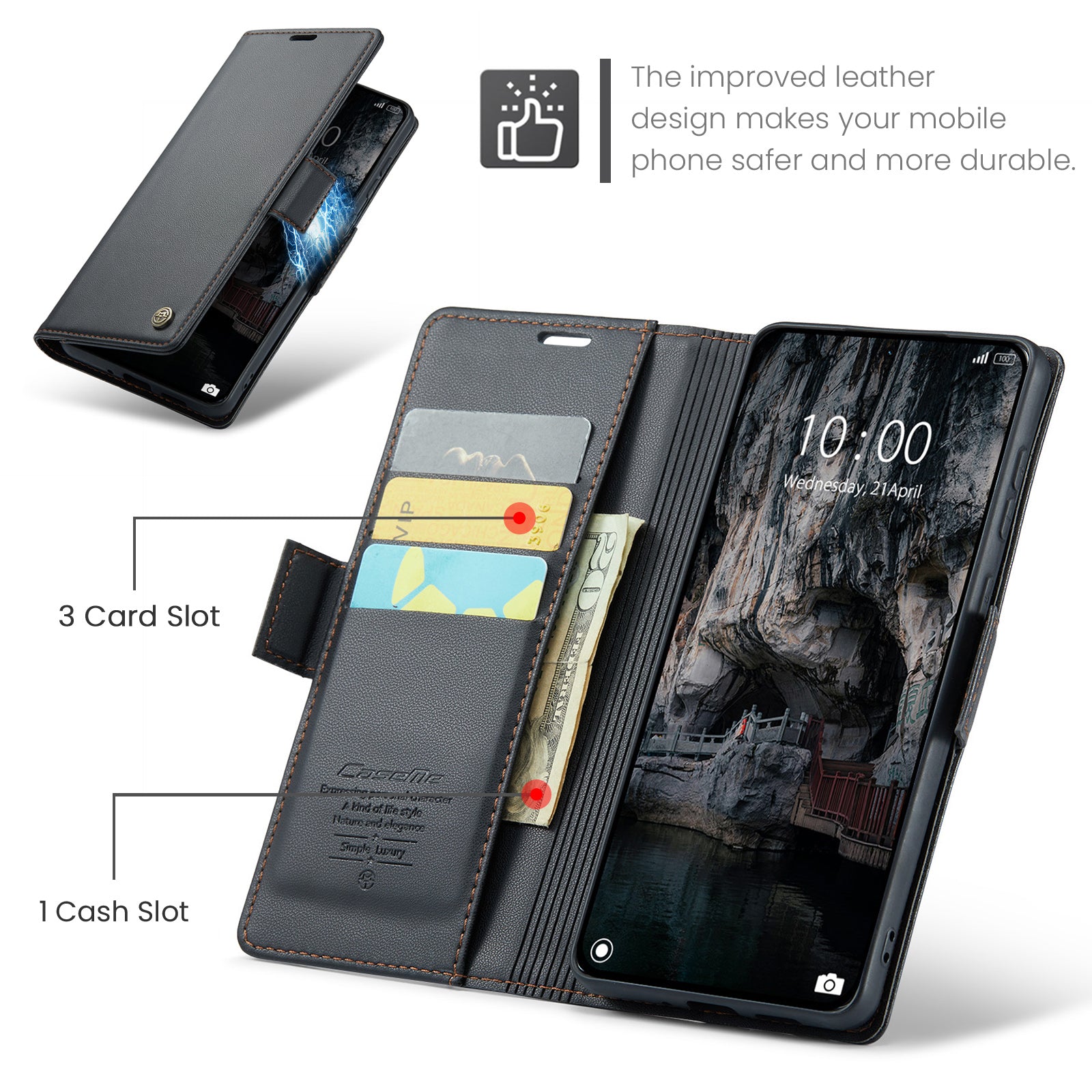Xiaomi 15T CaseMe Retro Wallet Case [Black]