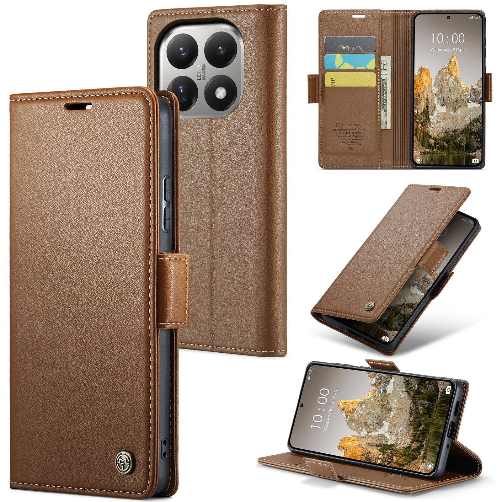 Xiaomi 15T CaseMe Retro Wallet Case [Brown]