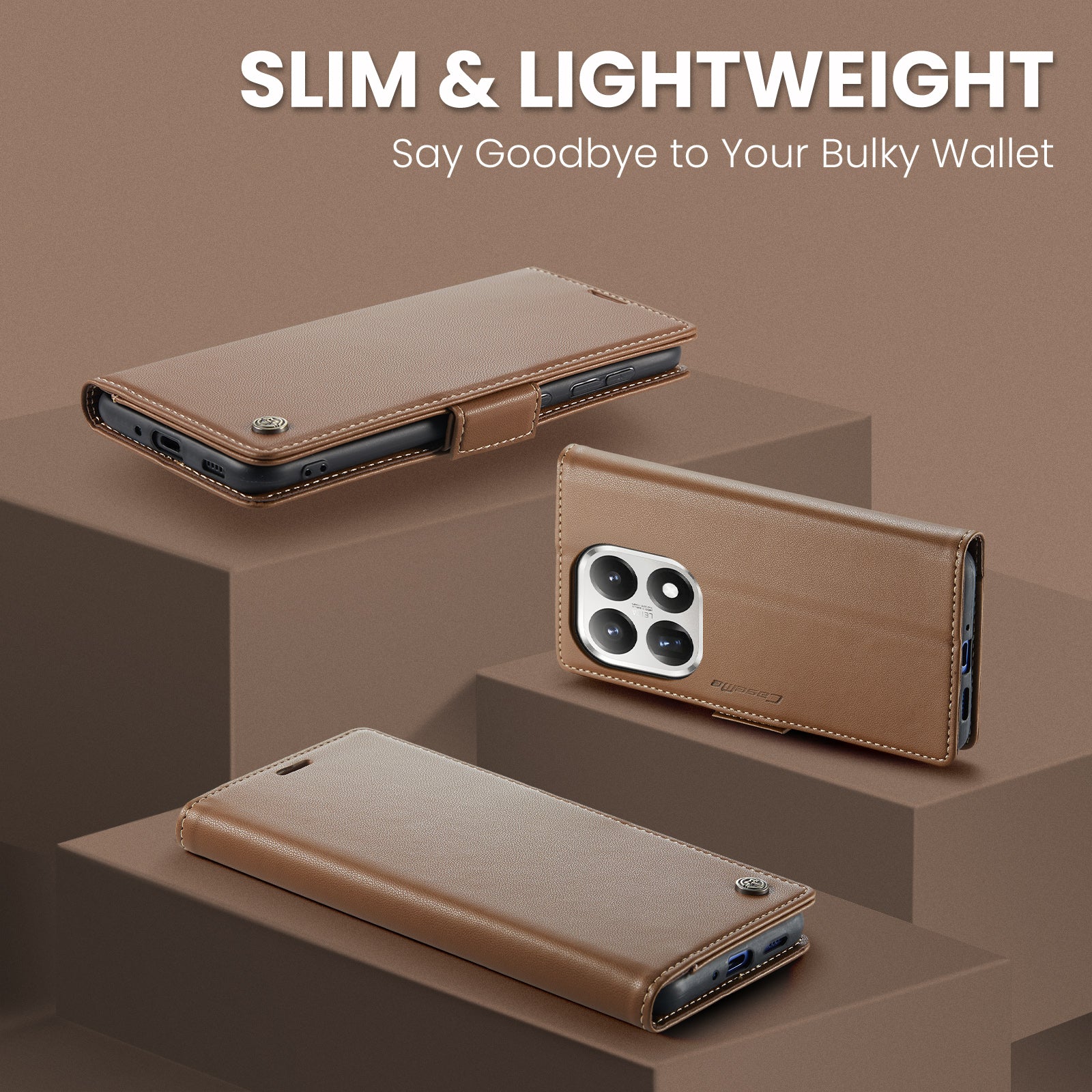 Xiaomi 15T CaseMe Retro Wallet Case [Brown]