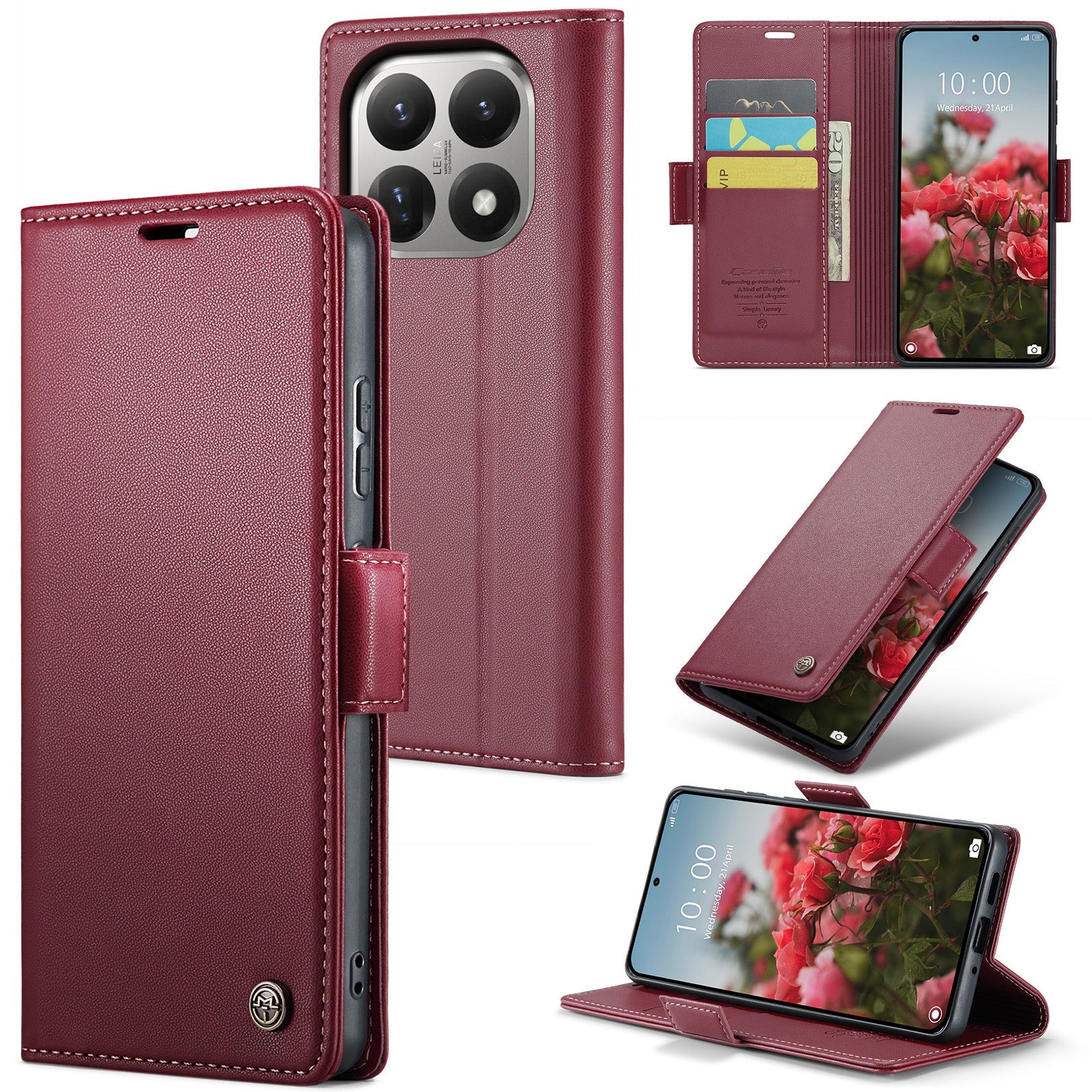 Xiaomi 15T CaseMe Retro Wallet Case [Maroon]