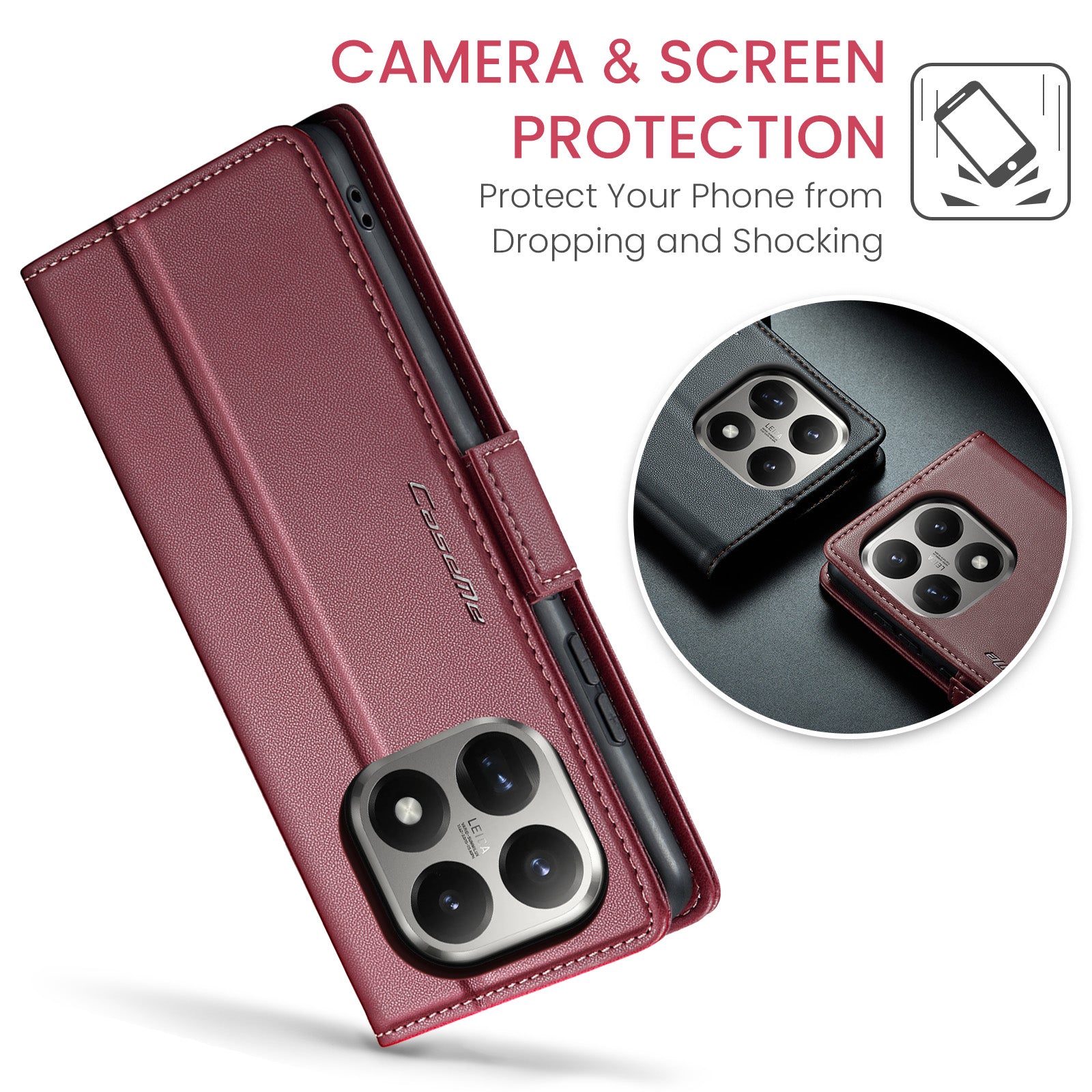 Xiaomi 15T CaseMe Retro Wallet Case [Maroon]