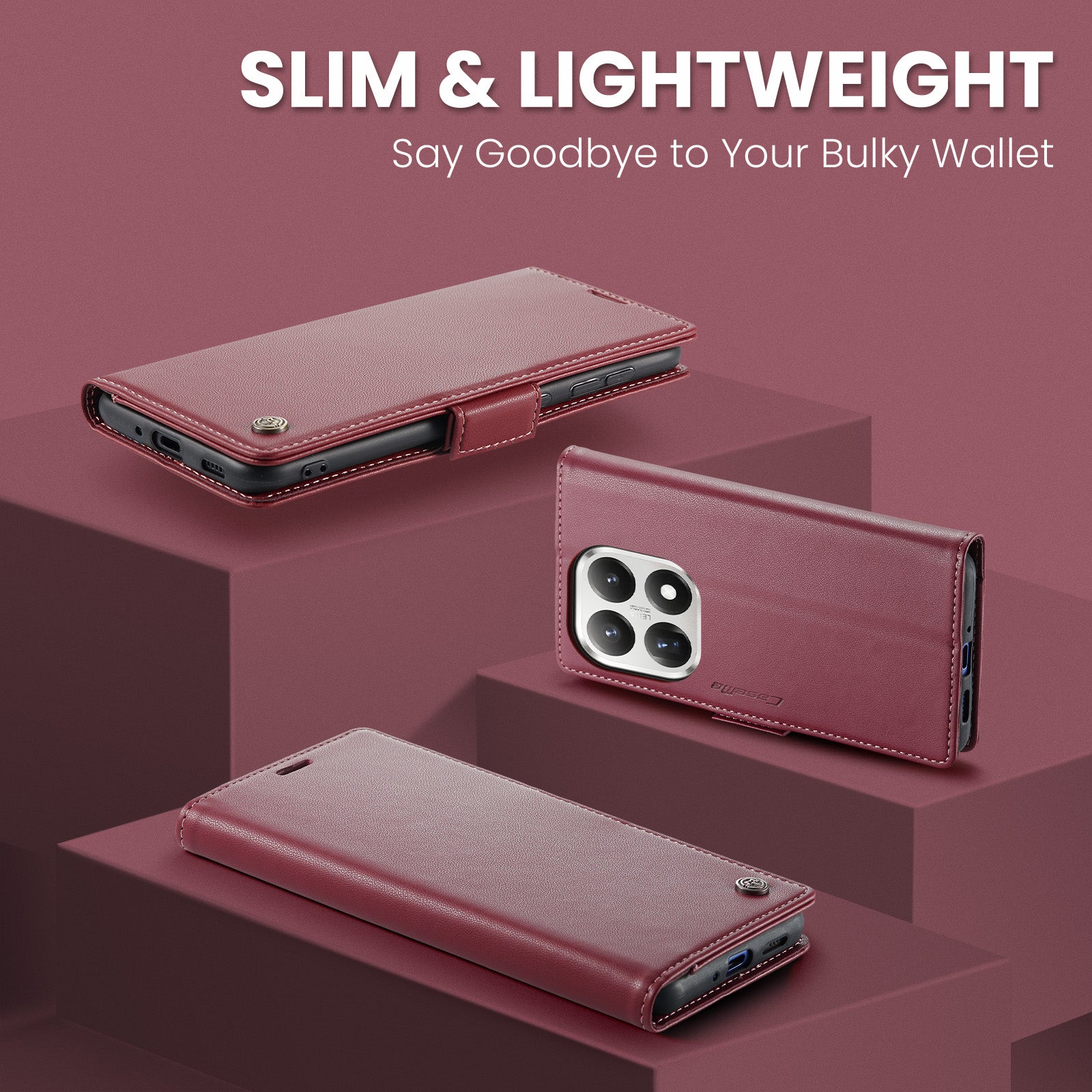 Xiaomi 15T CaseMe Retro Wallet Case [Maroon]