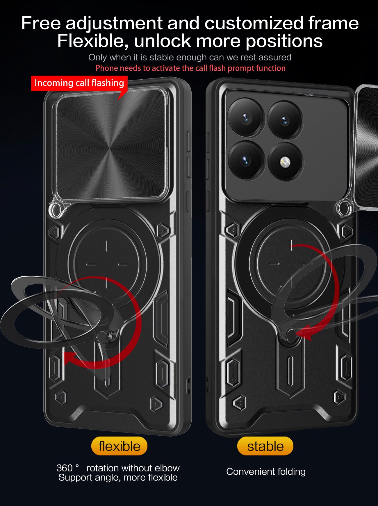 Xiaomi 15T Ring Kickstand Case w/ Camera Cover [Black]