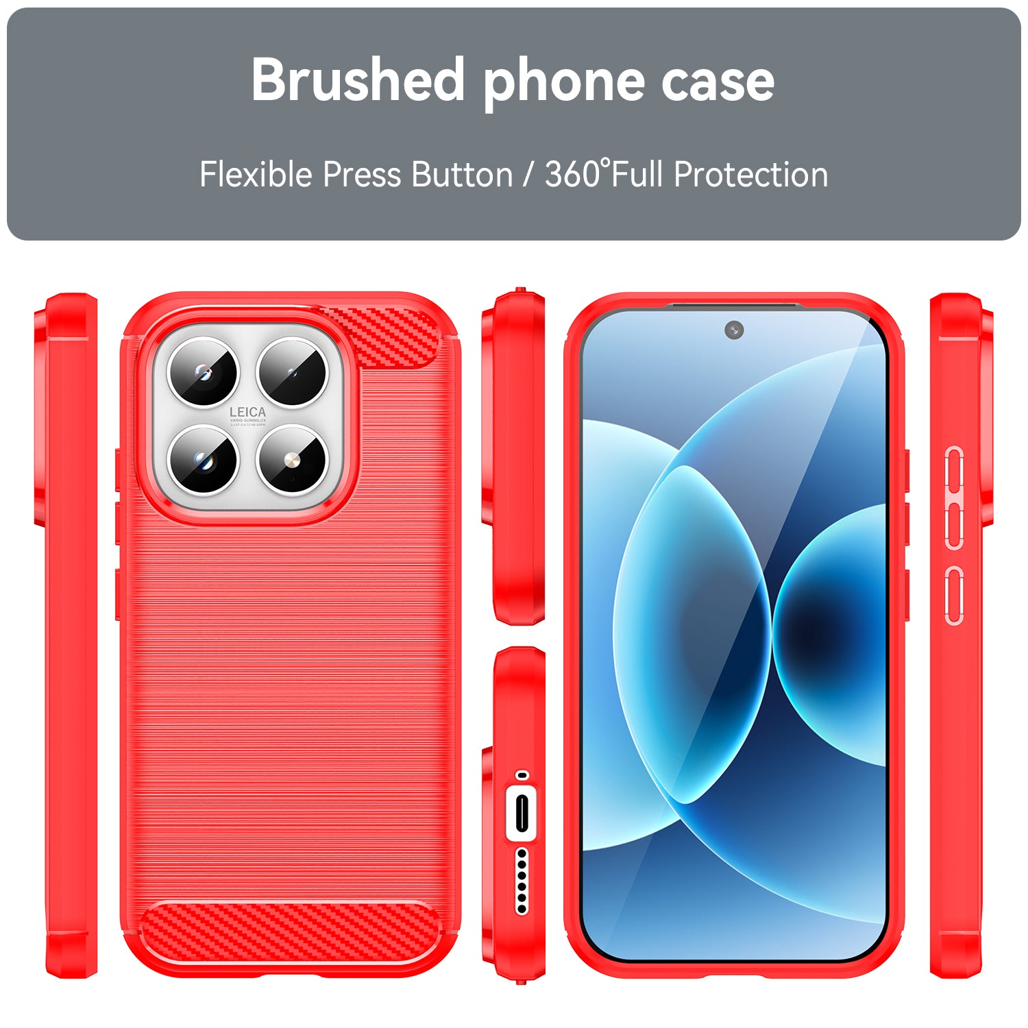 Xiaomi 17 Carbon Fibre TPU Case Slim Shockproof Cover Red