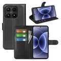 Wallet Case for Xiaomi 17 – PU Leather Flip Cover with Card Holder & Stand [Black] - Black