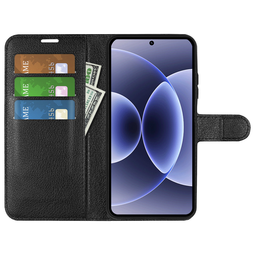 Wallet Case for Xiaomi 17 – PU Leather Flip Cover with Card Holder & Stand [Black]