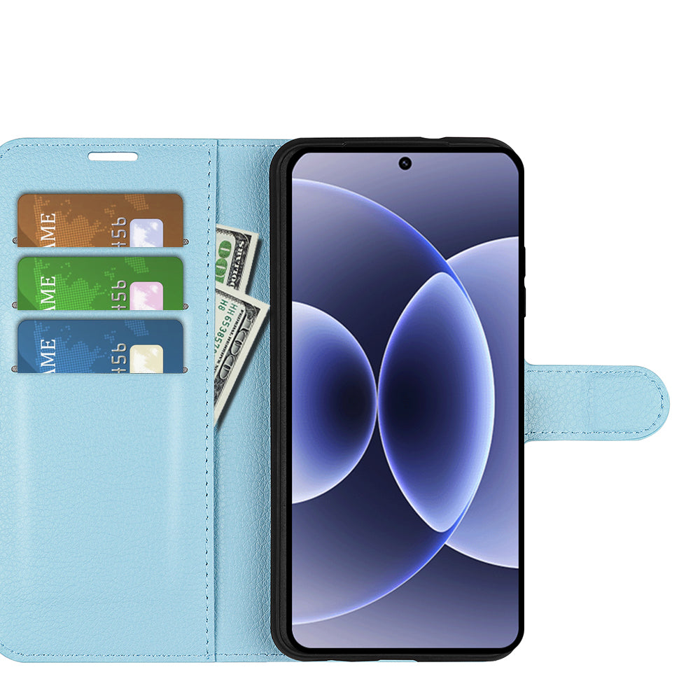 Wallet Case for Xiaomi 17 – PU Leather Flip Cover with Card Holder & Stand [LightBlue]