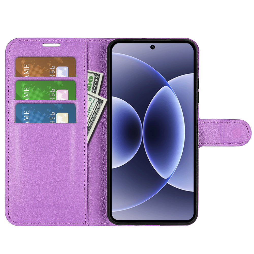 Wallet Case for Xiaomi 17 – PU Leather Flip Cover with Card Holder & Stand [Purple]