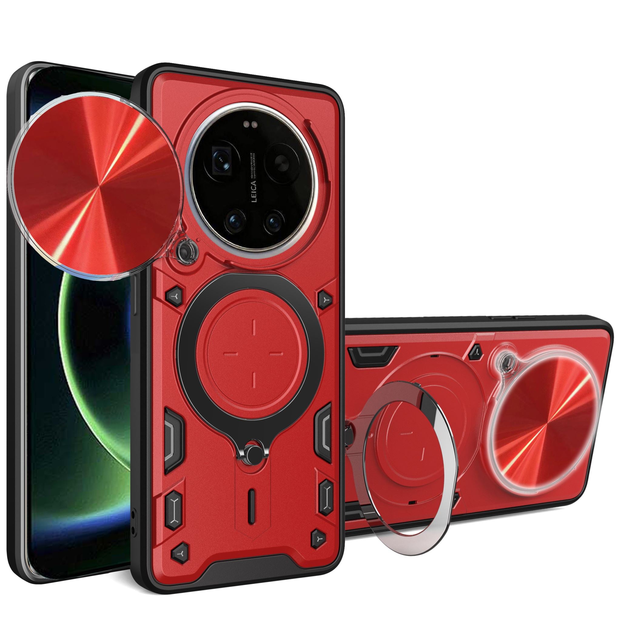 Xiaomi 17 Ultra Ring Kickstand Case w/ Camera Cover [Red]