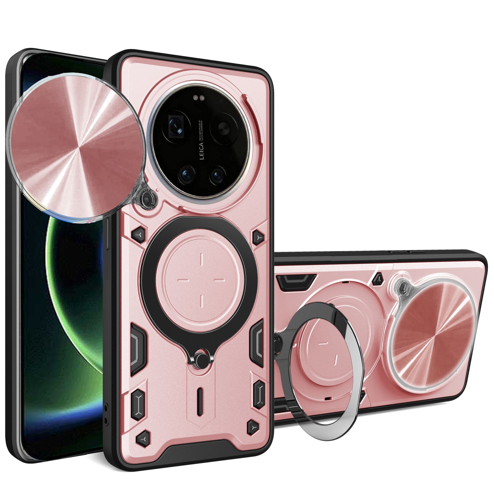 Xiaomi 17 Ultra Ring Kickstand Case w/ Camera Cover [Rose Gold]