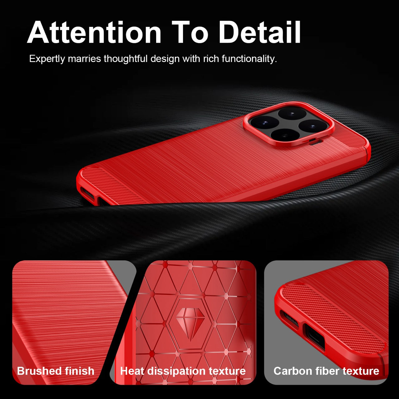 Xiaomi 17T 5G Carbon Fibre TPU Case Slim Shockproof Cover Red