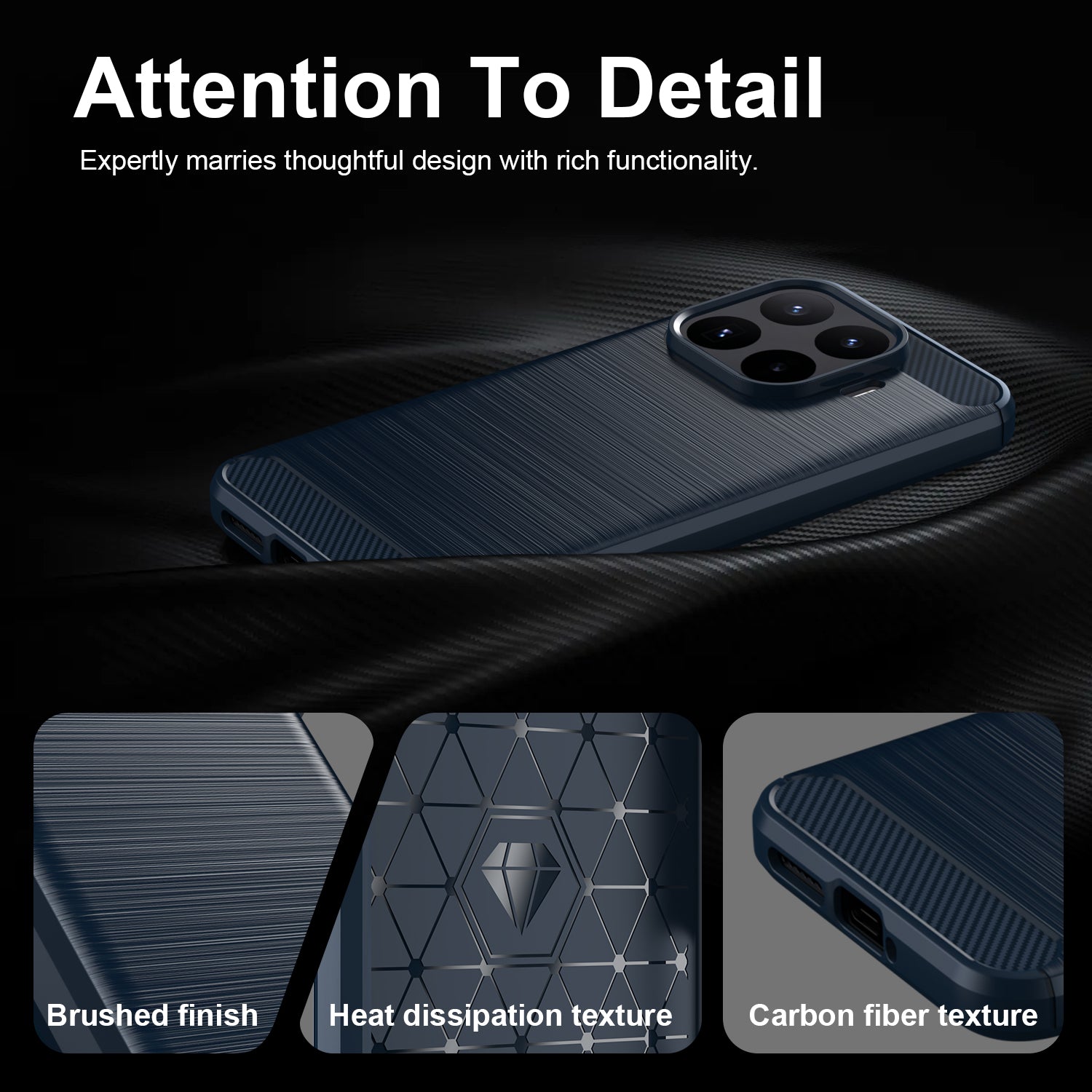 Xiaomi 17T Pro 5G Carbon Fibre TPU Case Slim Shockproof Cover Navy