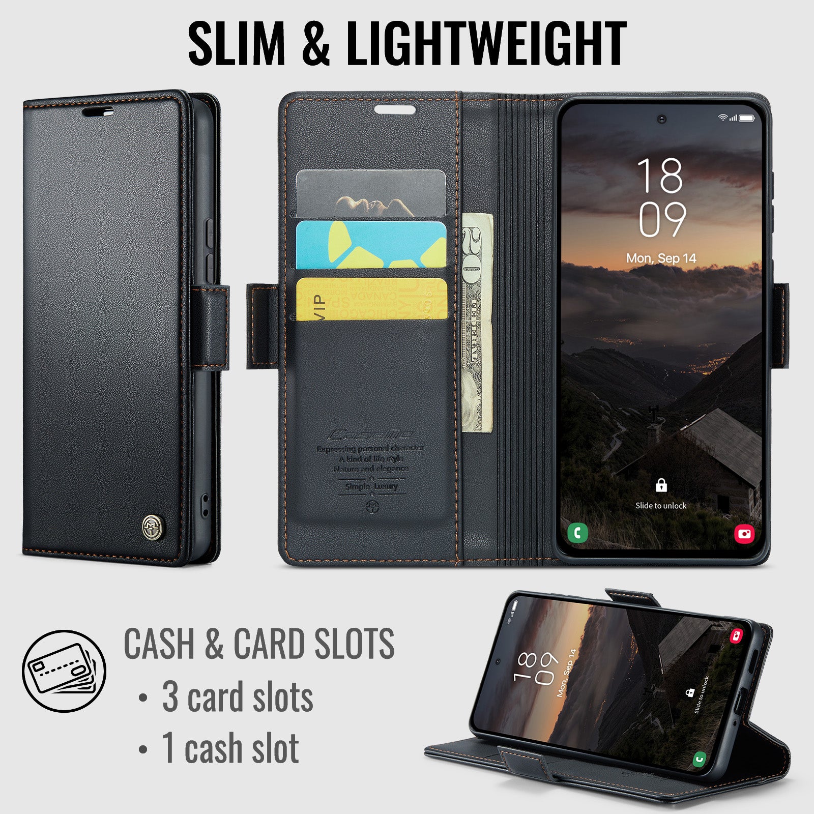 Xiaomi 17T Pro 5G CaseMe Retro Wallet Case [Black]