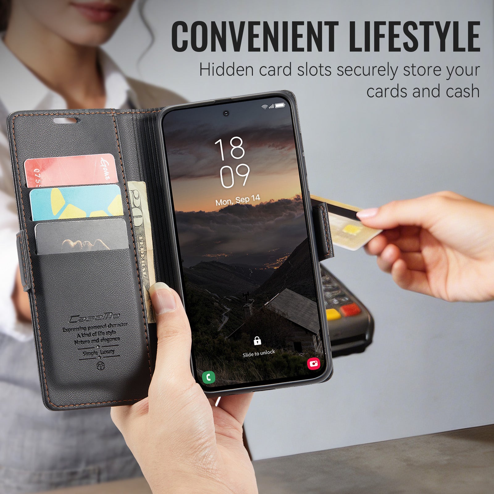 Xiaomi 17T Pro 5G CaseMe Retro Wallet Case [Black]