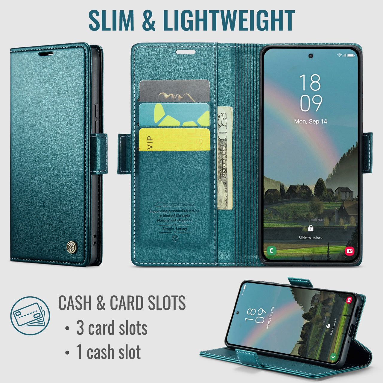 Xiaomi 17T Pro 5G CaseMe Retro Wallet Case [Teal]