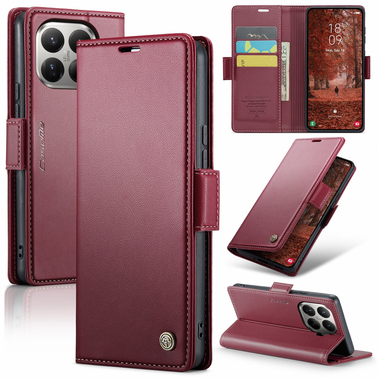 Xiaomi 17T Pro 5G CaseMe Retro Wallet Case [Maroon]