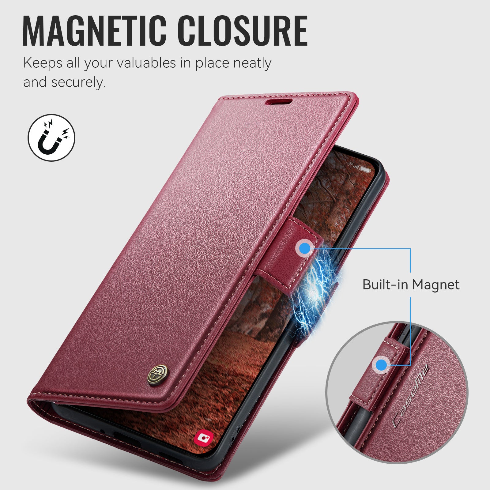 Xiaomi 17T Pro 5G CaseMe Retro Wallet Case [Maroon]