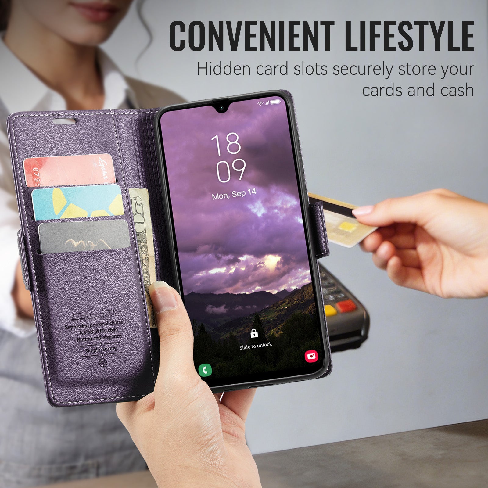 Xiaomi 17T Pro 5G CaseMe Retro Wallet Case [Purple]
