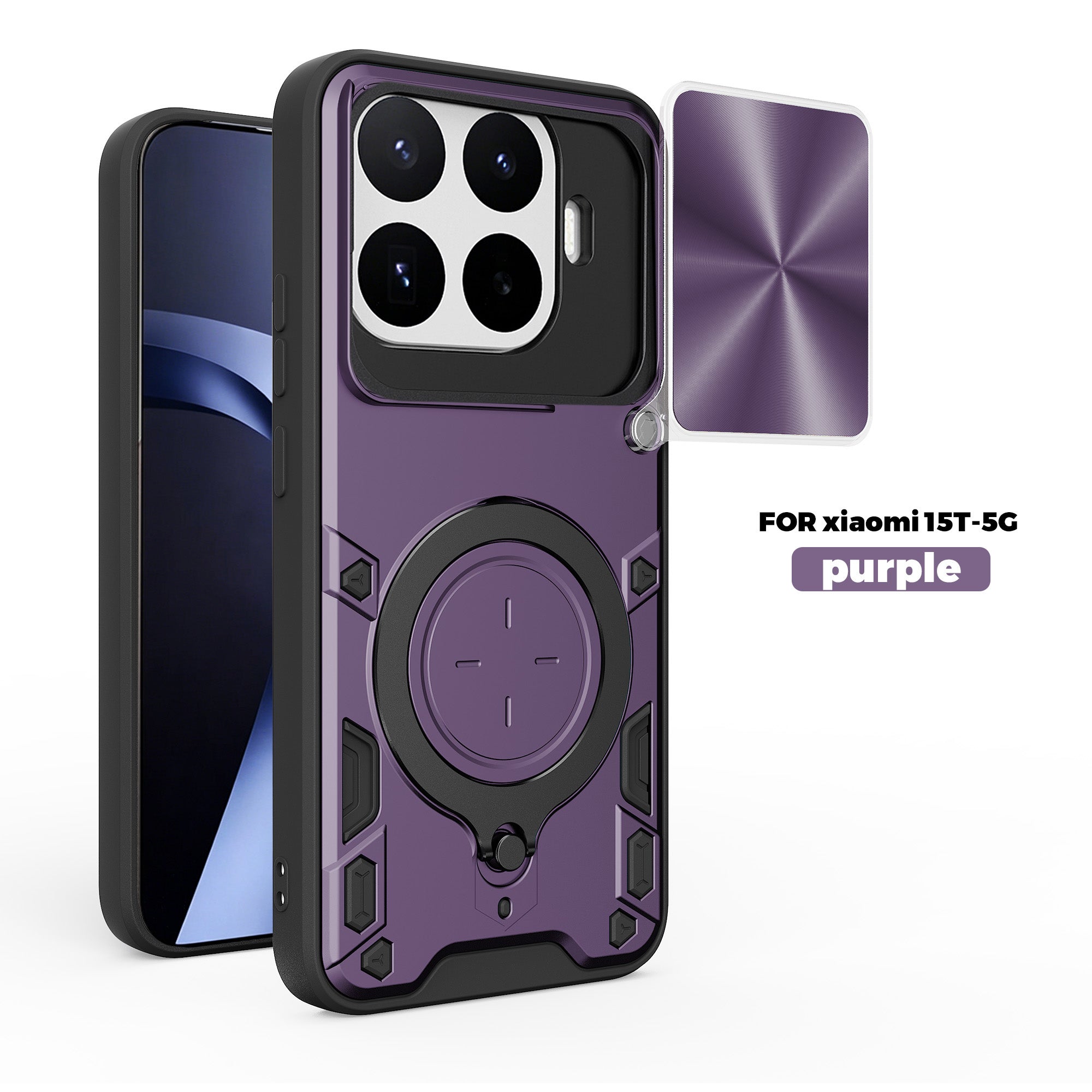 Xiaomi 17T Pro 5G Ring Kickstand Case w/ Camera Cover [Purple]