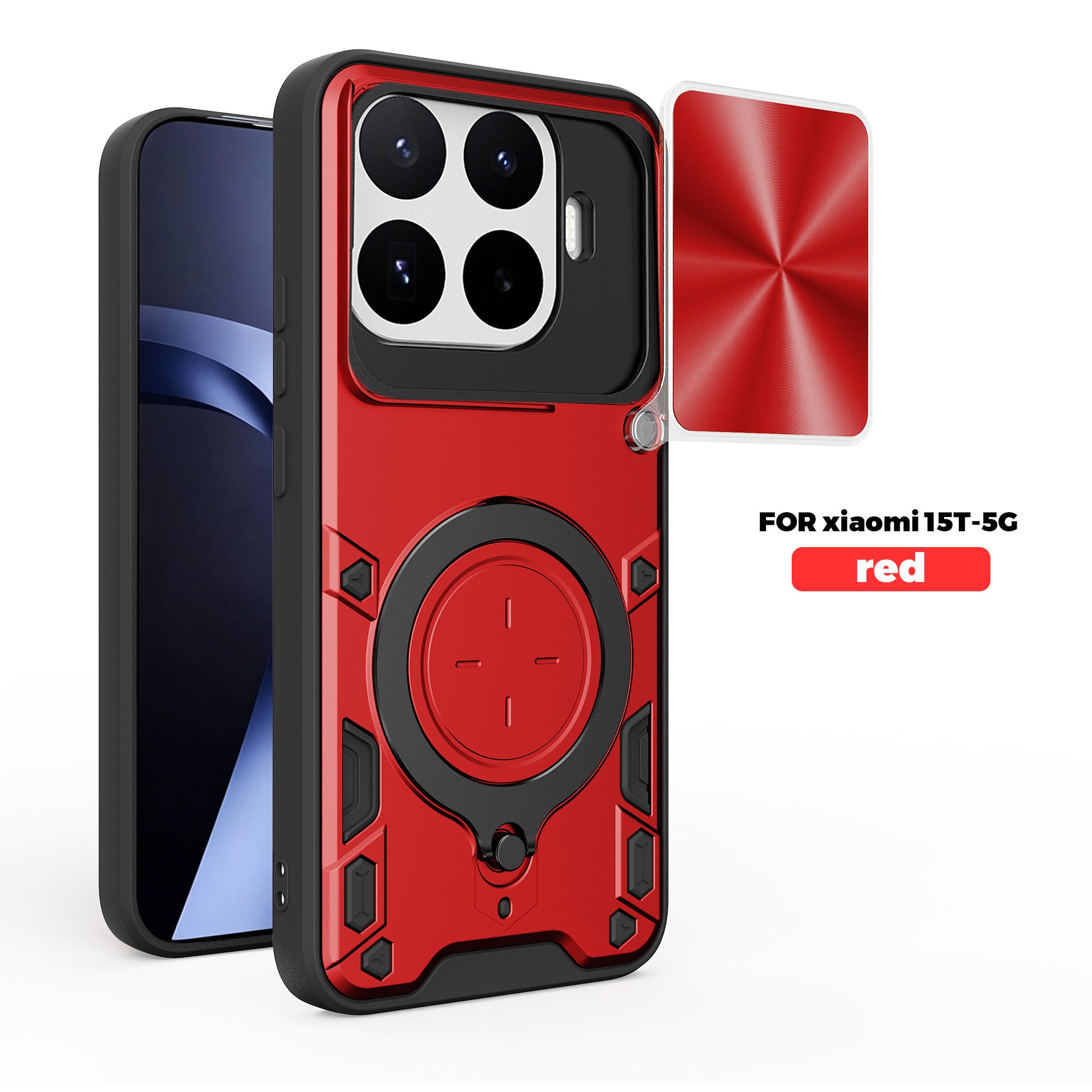 Xiaomi 17T Pro 5G Ring Kickstand Case w/ Camera Cover [Red]