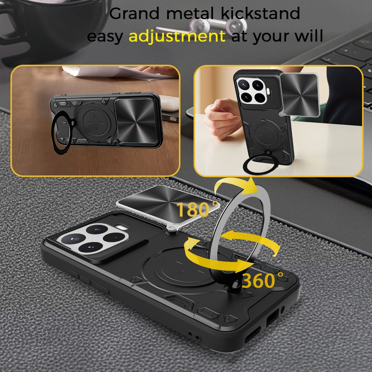Xiaomi 17T 5G Ring Kickstand Case w/ Camera Cover [Navy]