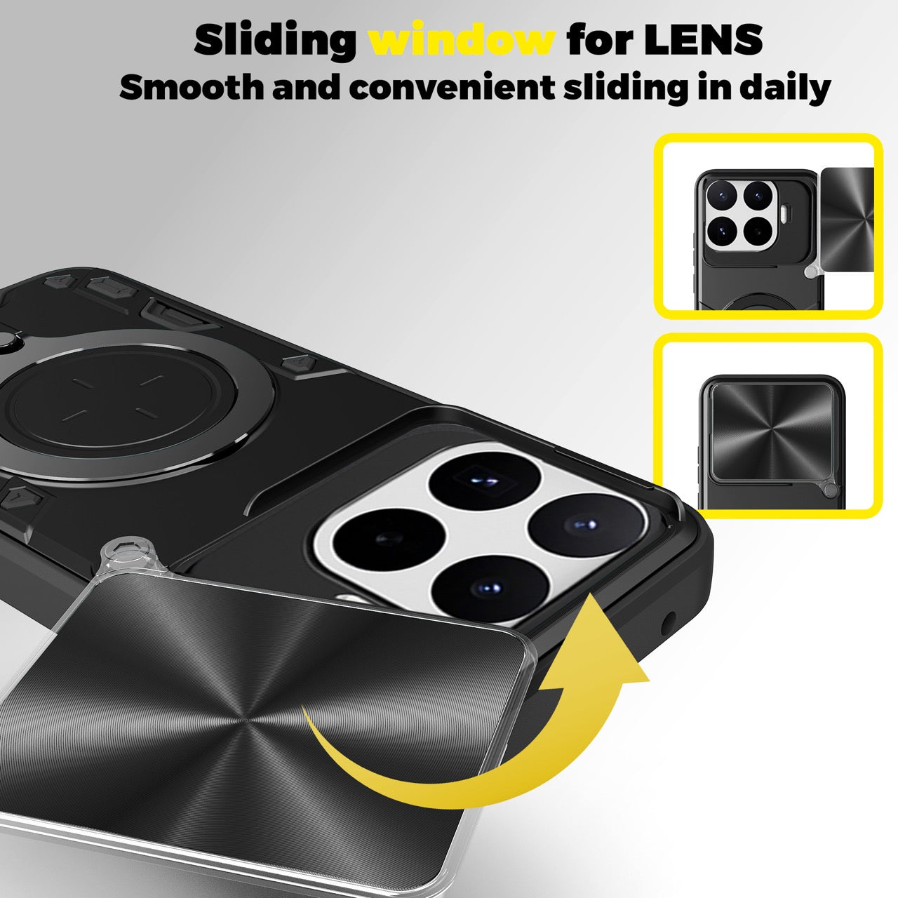 Xiaomi 17T 5G Ring Kickstand Case w/ Camera Cover [Black]