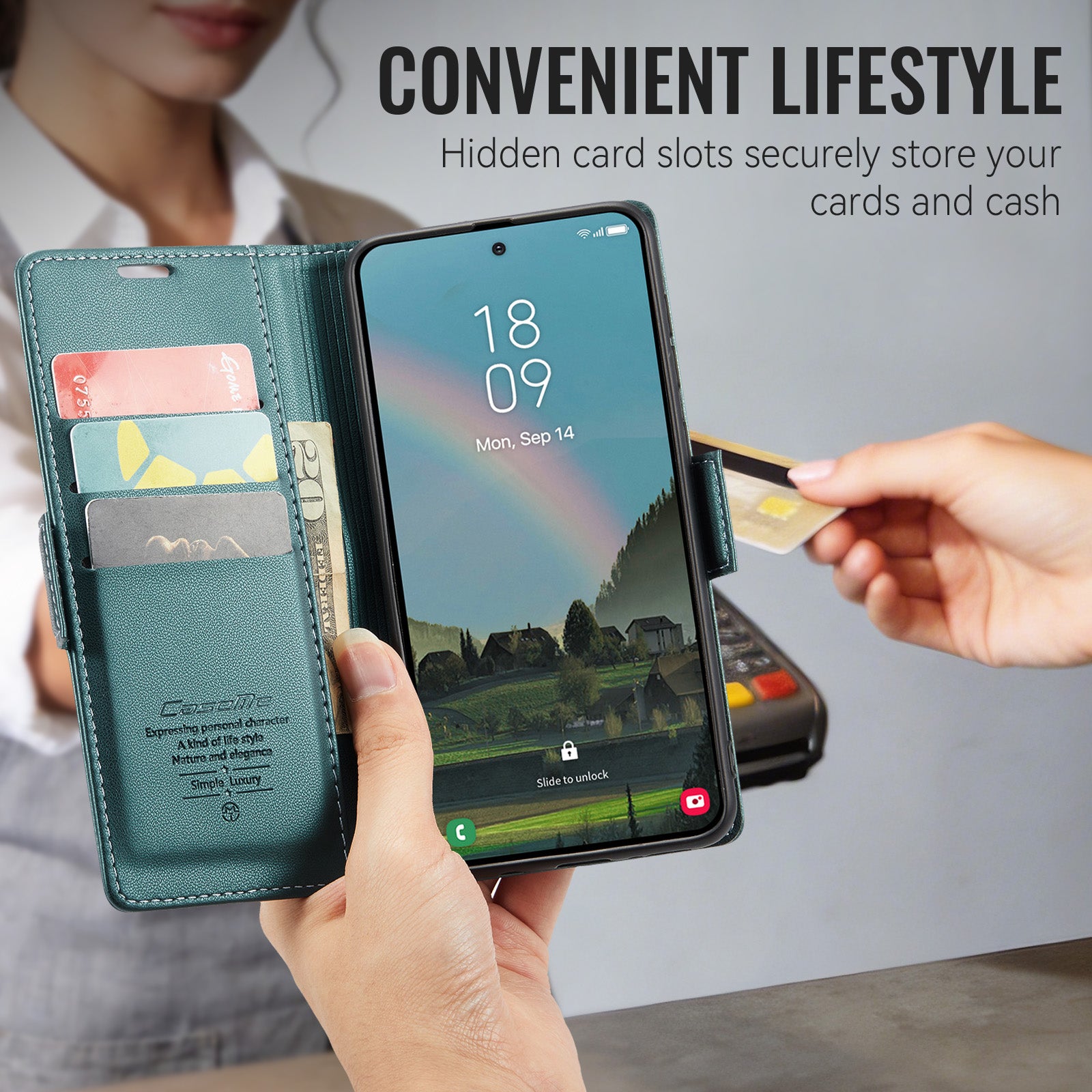 Xiaomi 17T 5G CaseMe Retro Wallet Case [Teal]