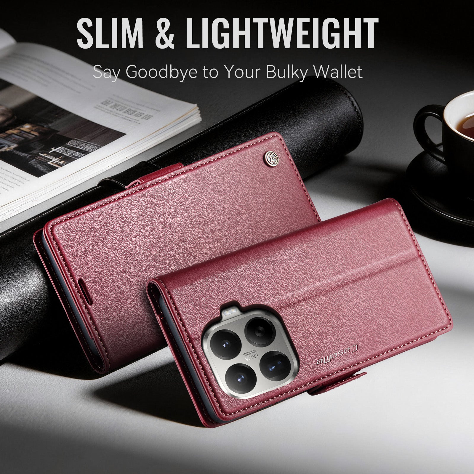 Xiaomi 17T 5G CaseMe Retro Wallet Case [Maroon]