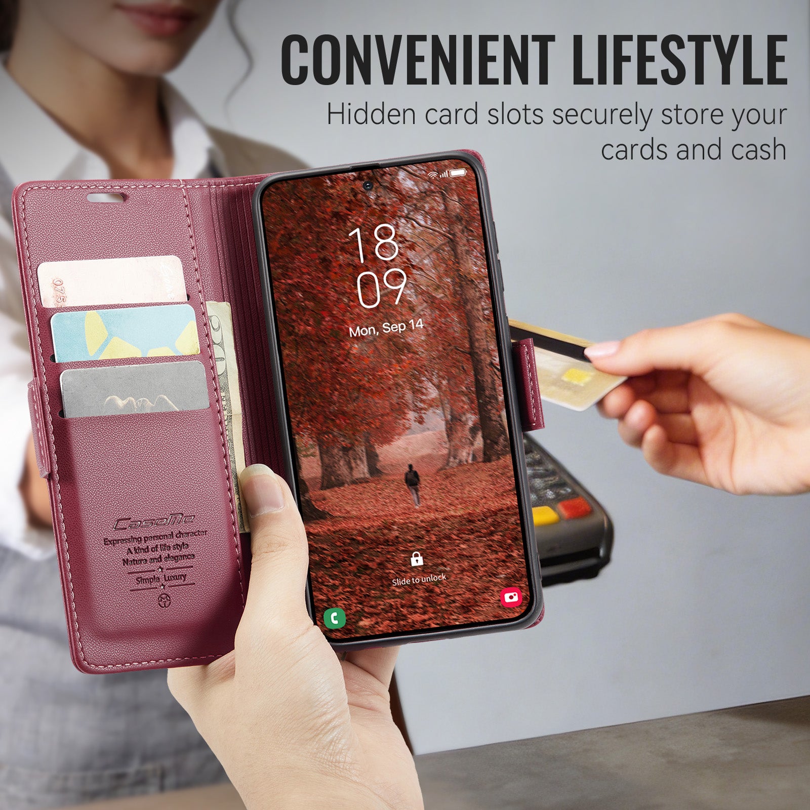 Xiaomi 17T 5G CaseMe Retro Wallet Case [Maroon]