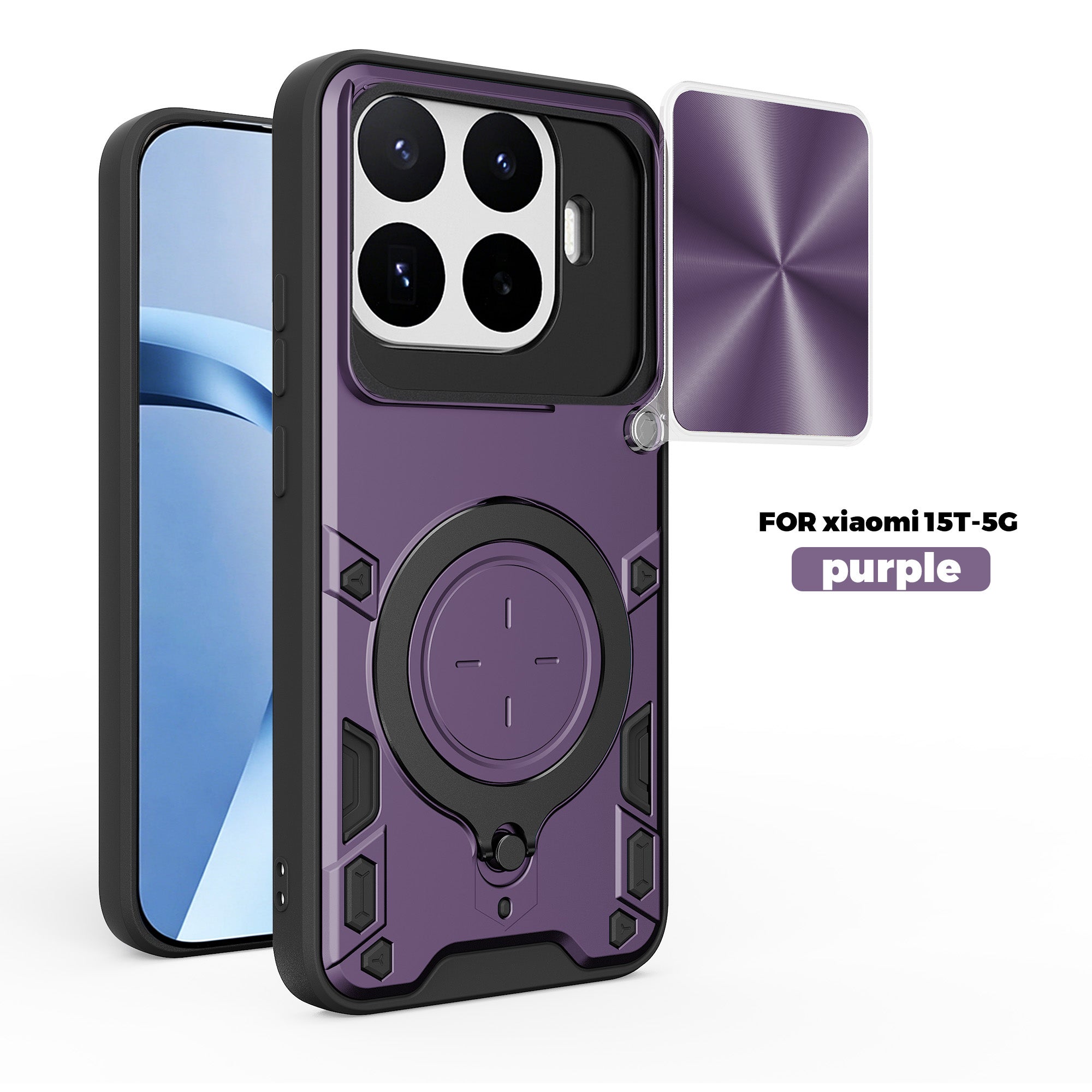 Xiaomi 17T 5G Ring Kickstand Case w/ Camera Cover [Purple]