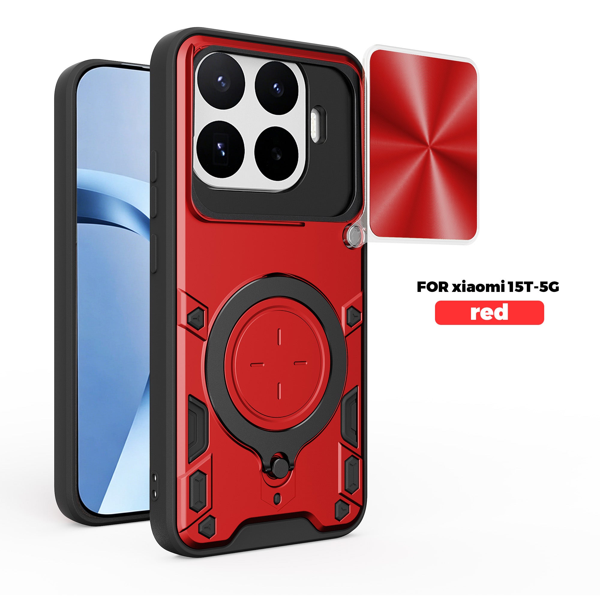 Xiaomi 17T 5G Ring Kickstand Case w/ Camera Cover [Red]