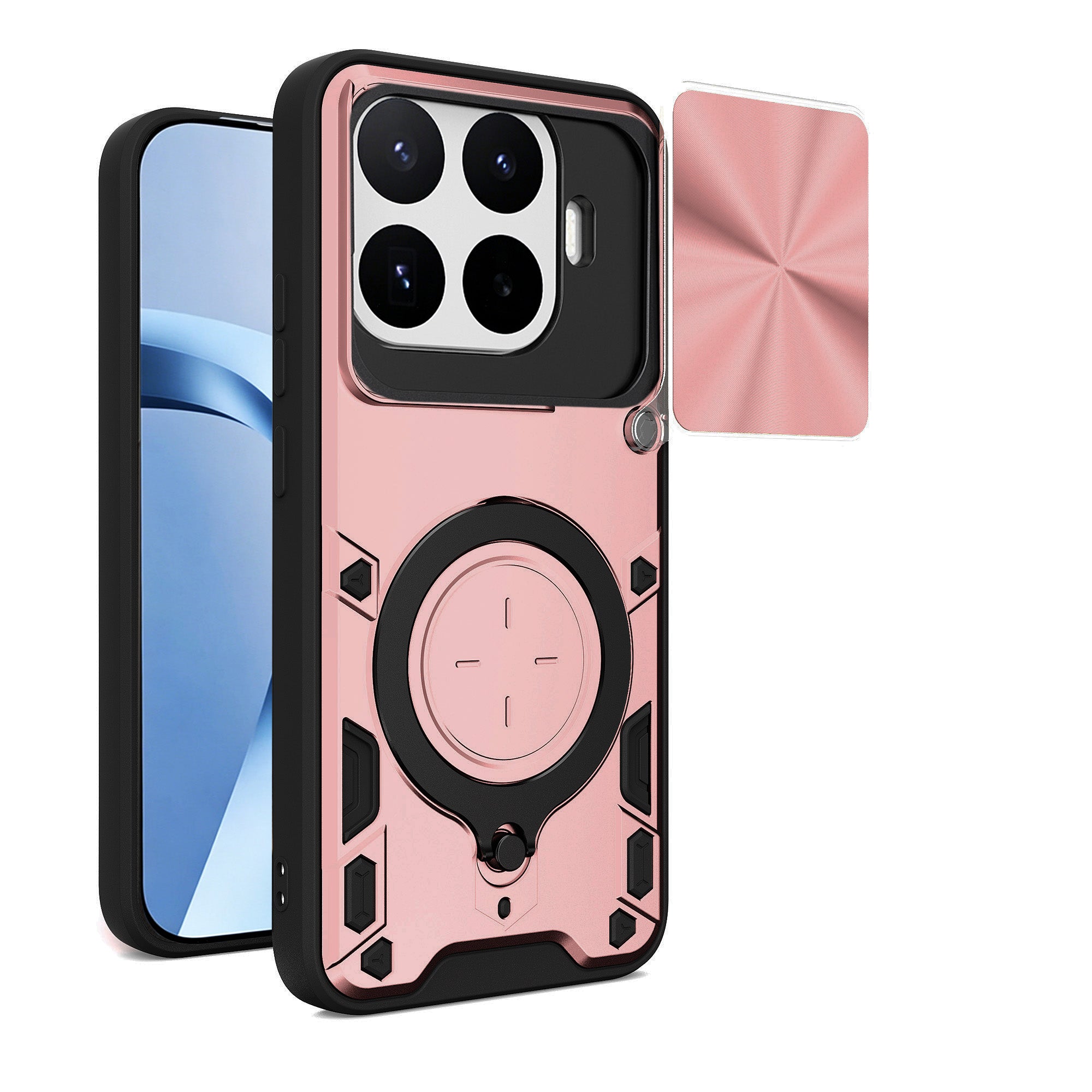 Xiaomi 17T 5G Ring Kickstand Case w/ Camera Cover [Rose Gold]