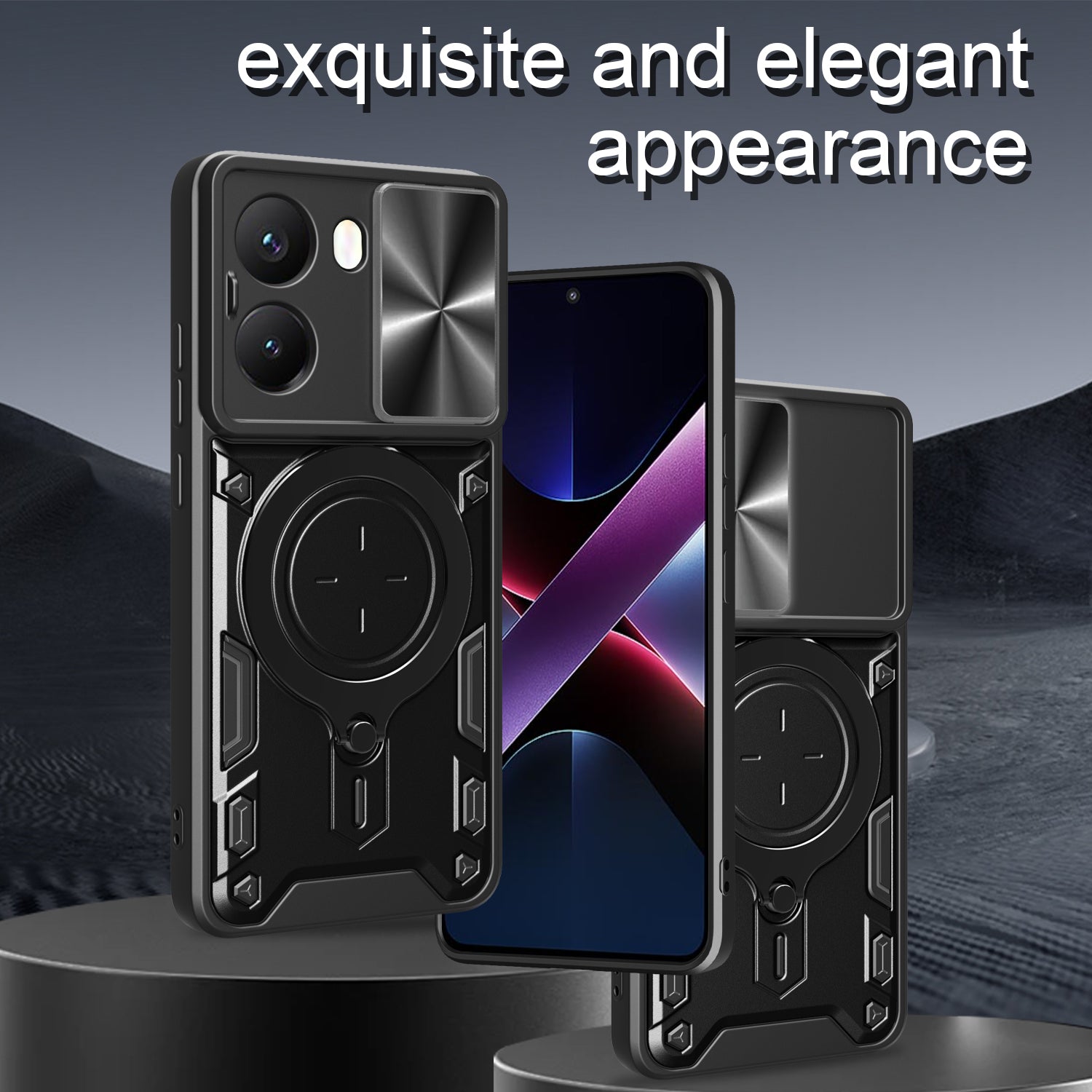 Xiaomi Poco X7 Pro Ring Kickstand Case w/ Camera Cover [Rose Gold]