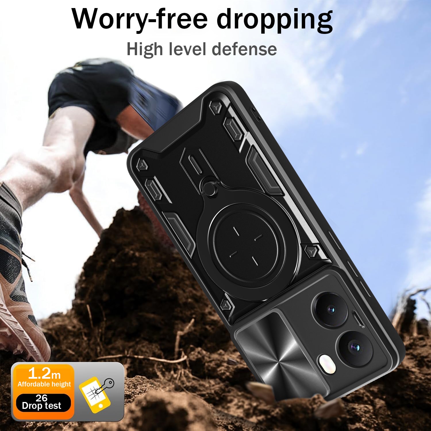 Xiaomi Poco X7 Pro Ring Kickstand Case w/ Camera Cover [Black]