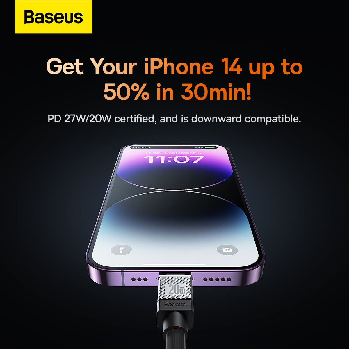 Baseus CoolPlay Series Fast Charging Cable Type-C to iPhone 20W 2m Black
